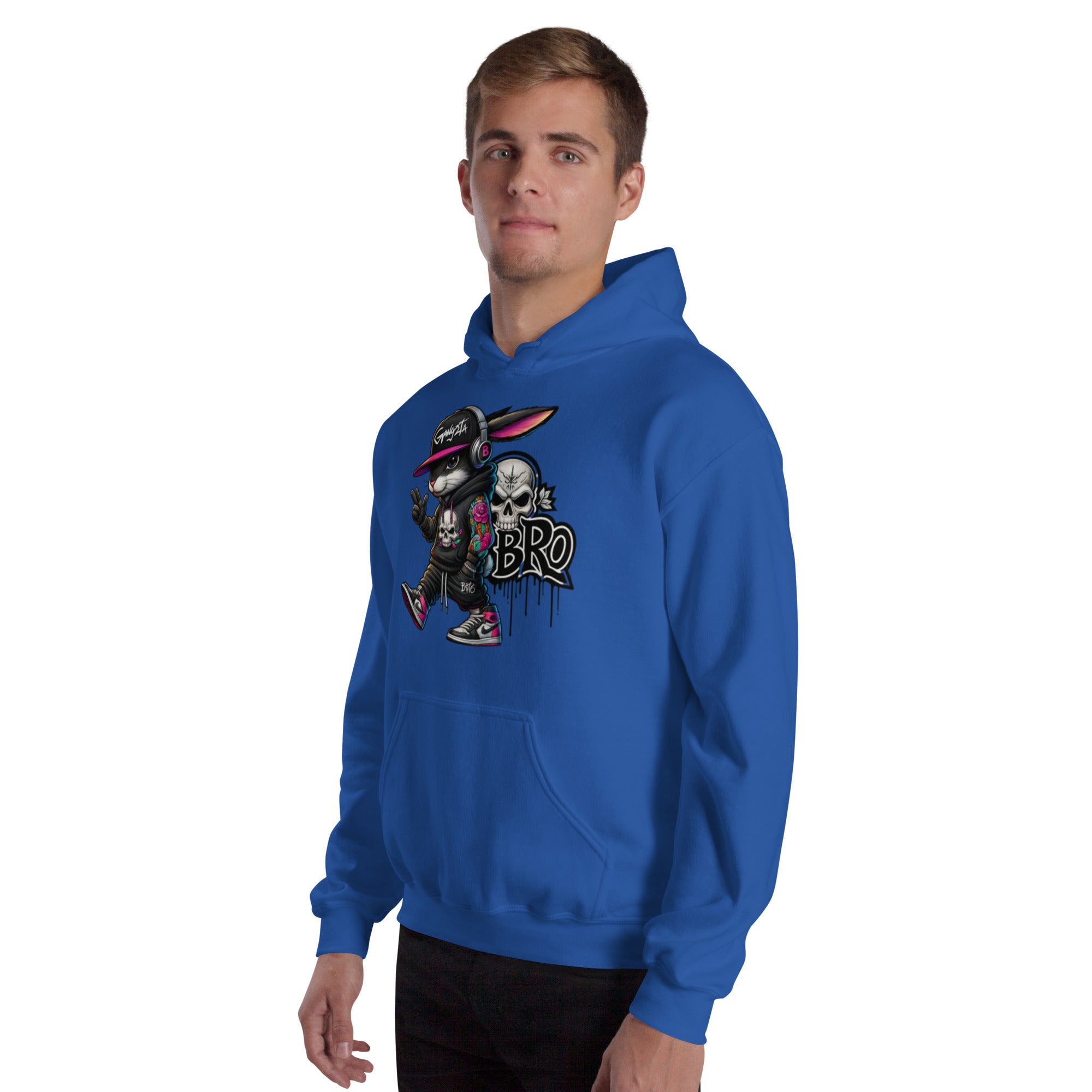Felpa Stampata Unisex con Cappuccio – Morbida – Design Gangstar Rabbit-Biiply