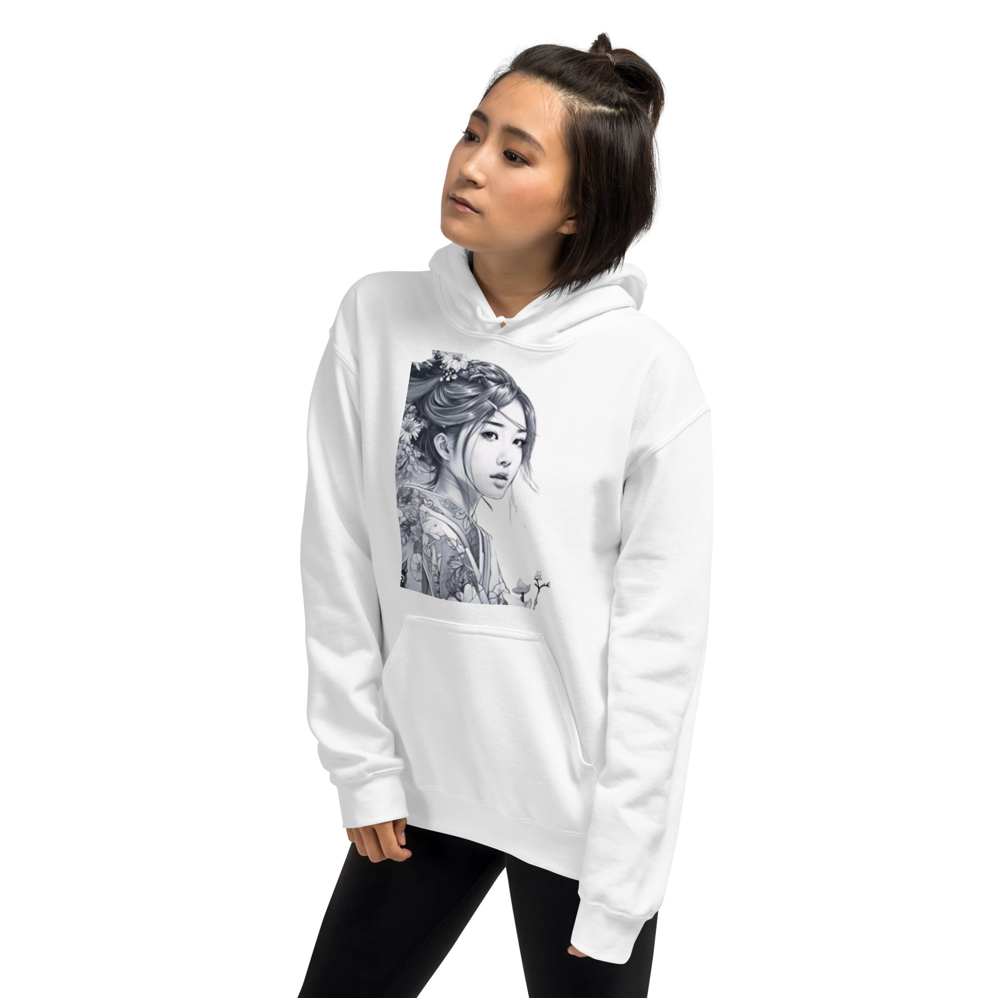 Felpa Stampata Unisex con Cappuccio – Morbida – Design Giapponesina-Biiply