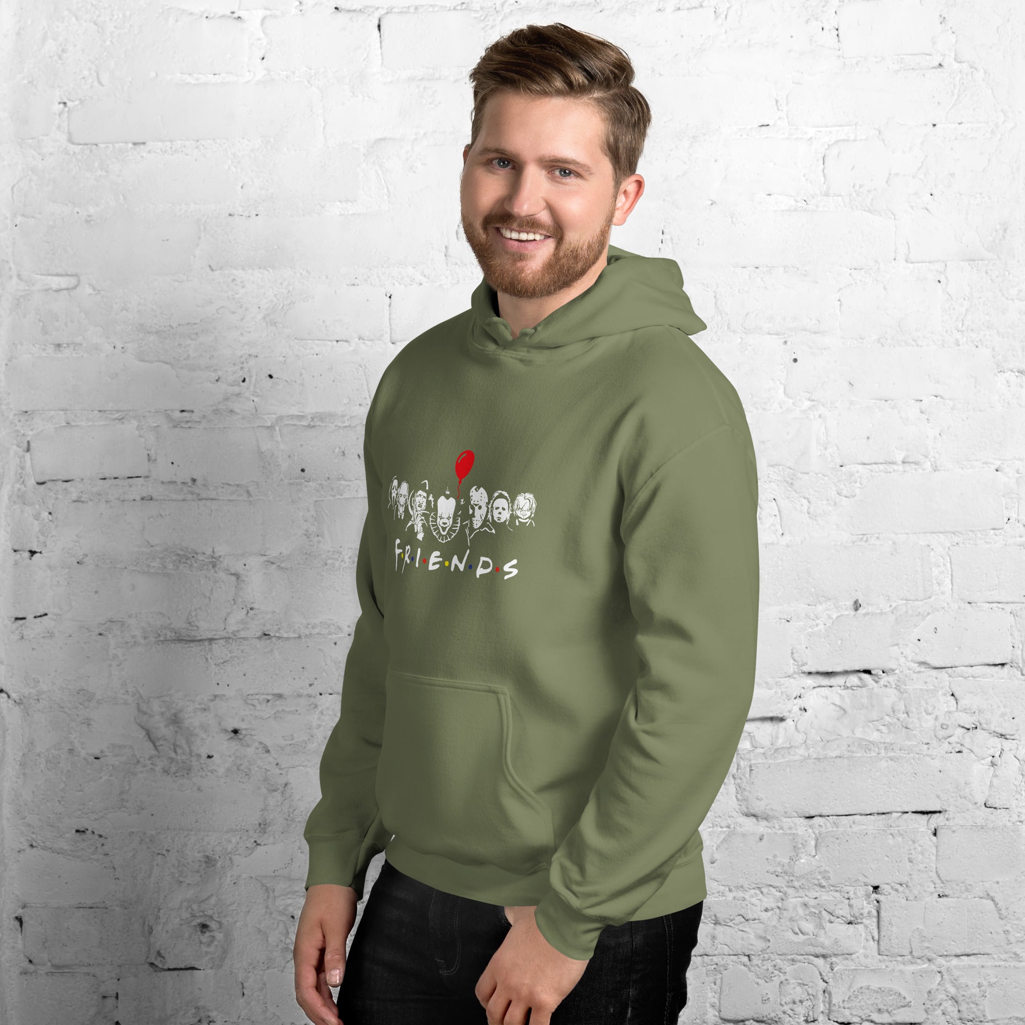 Felpa Stampata Unisex con Cappuccio – Morbida – Design Halloween Friends-Biiply