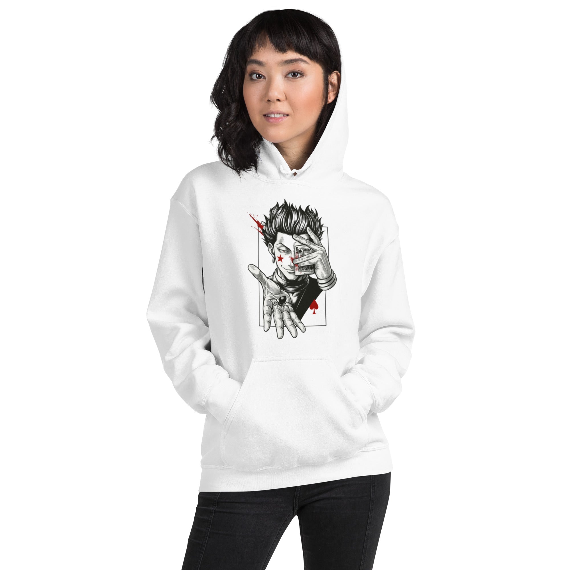 Felpa Stampata Unisex con Cappuccio – Morbida – Design Hisoka-Biiply