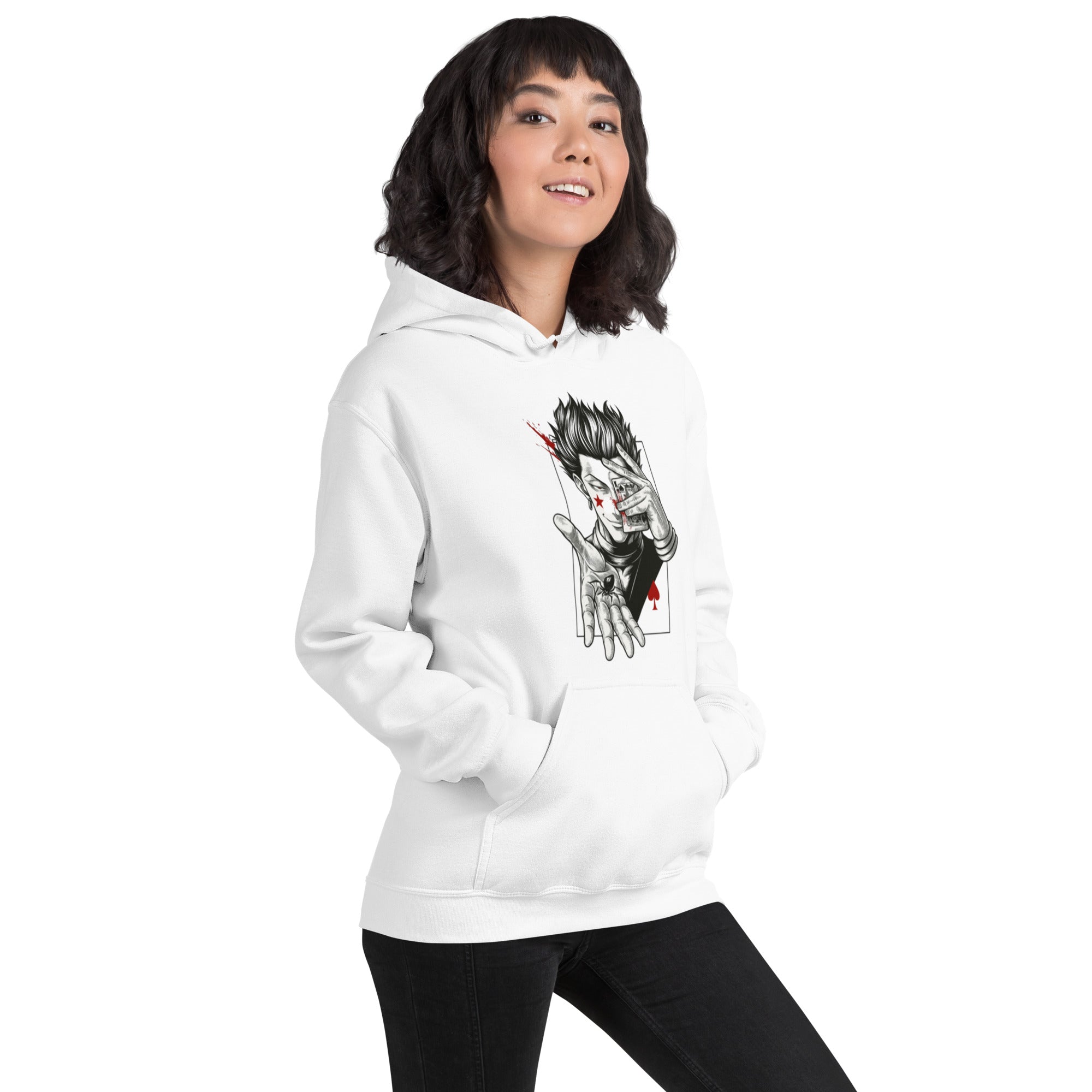 Felpa Stampata Unisex con Cappuccio – Morbida – Design Hisoka-Biiply