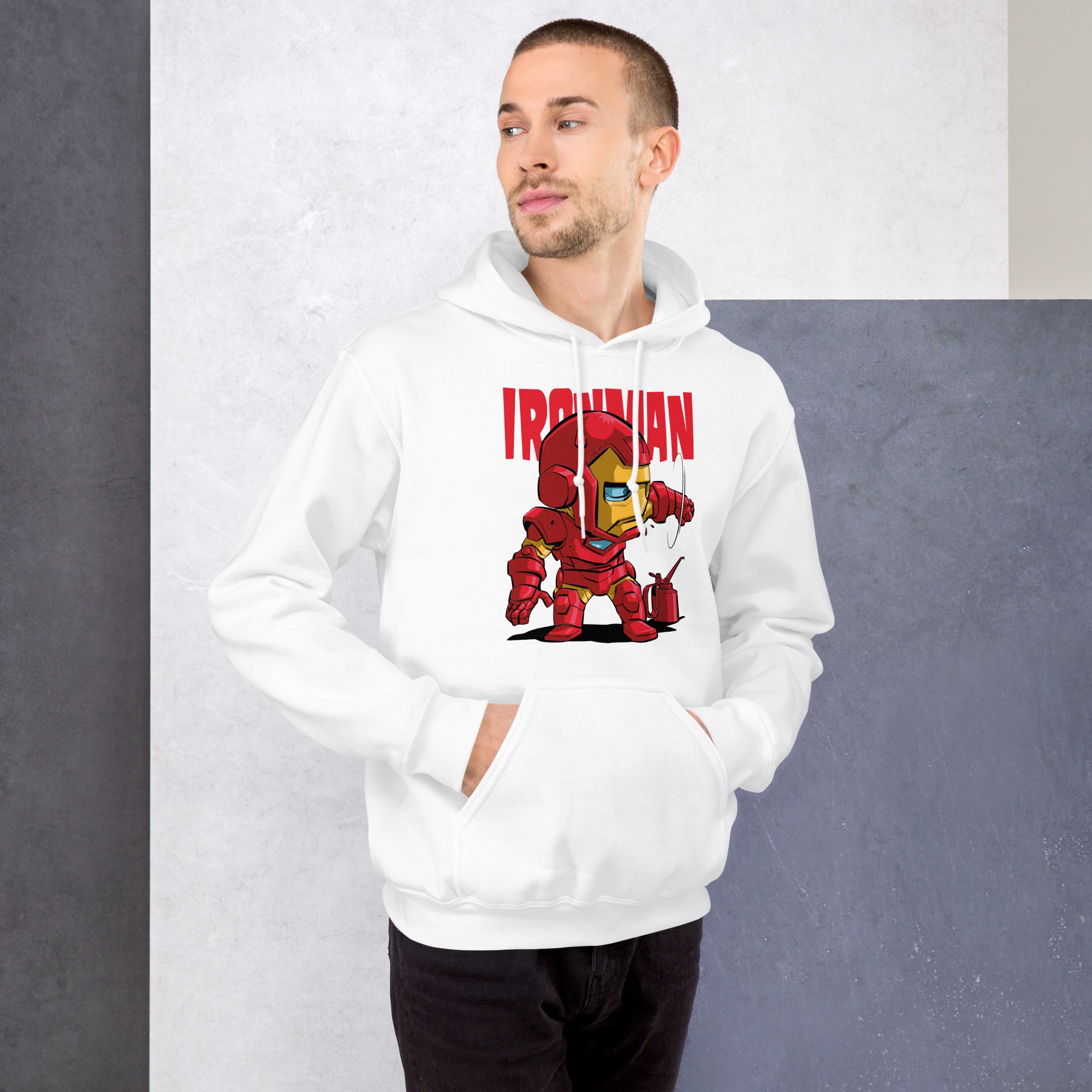 Felpa Stampata Unisex con Cappuccio – Morbida – Design Ironman-Biiply