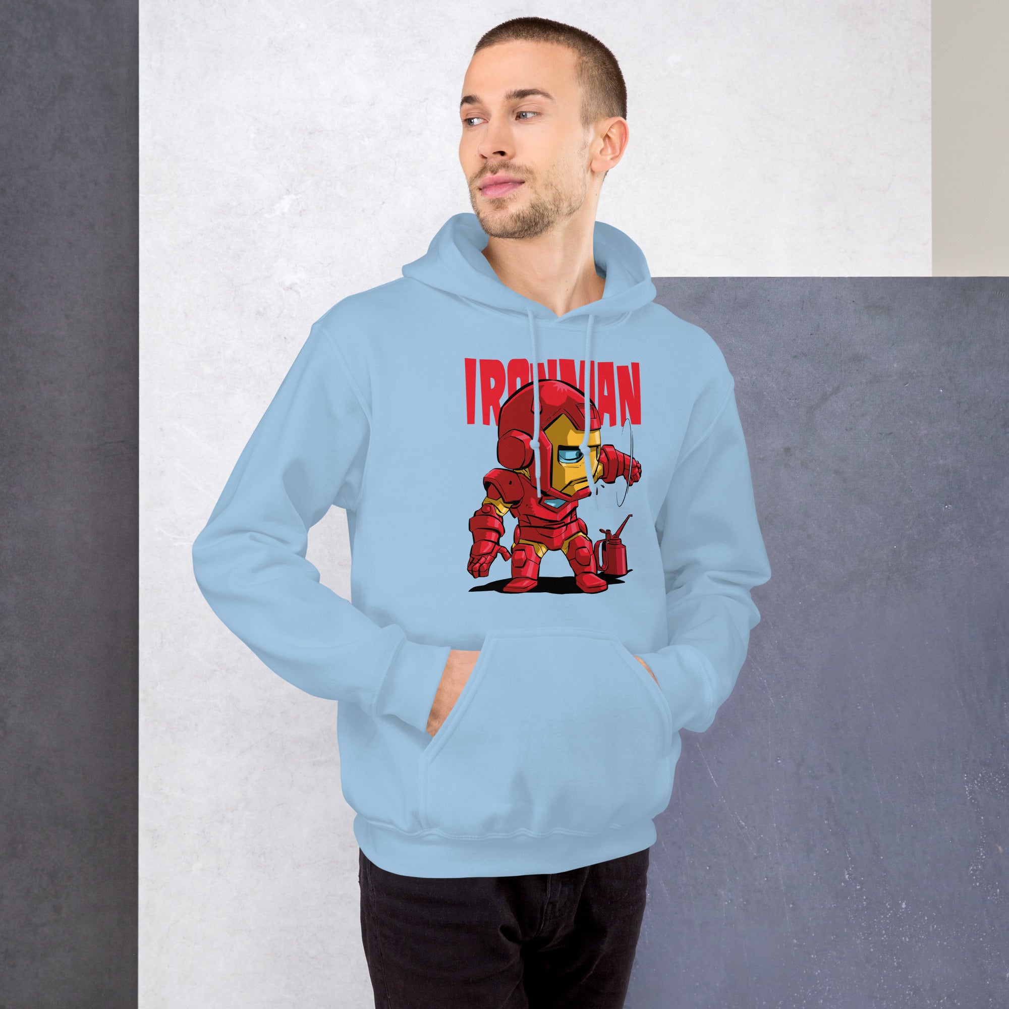 Felpa Stampata Unisex con Cappuccio – Morbida – Design Ironman-Biiply