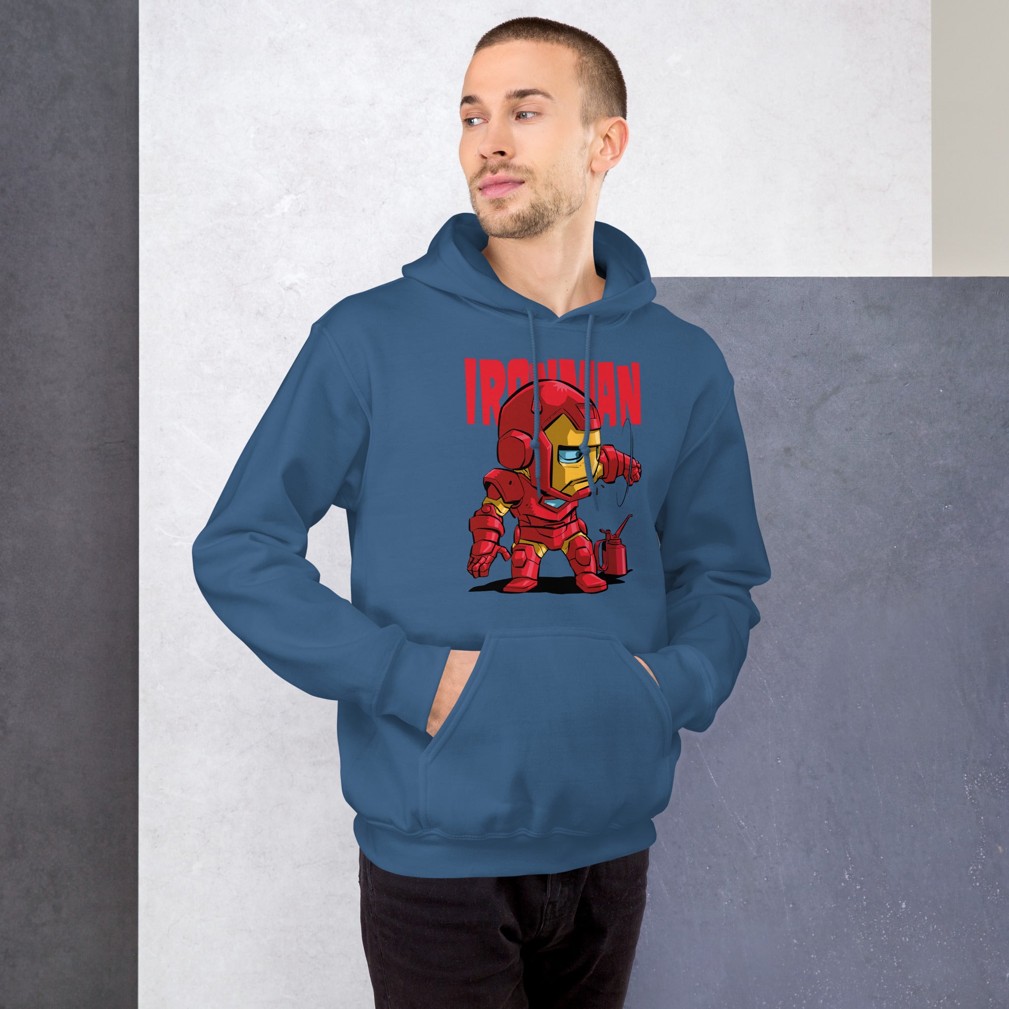 Felpa Stampata Unisex con Cappuccio – Morbida – Design Ironman-Biiply
