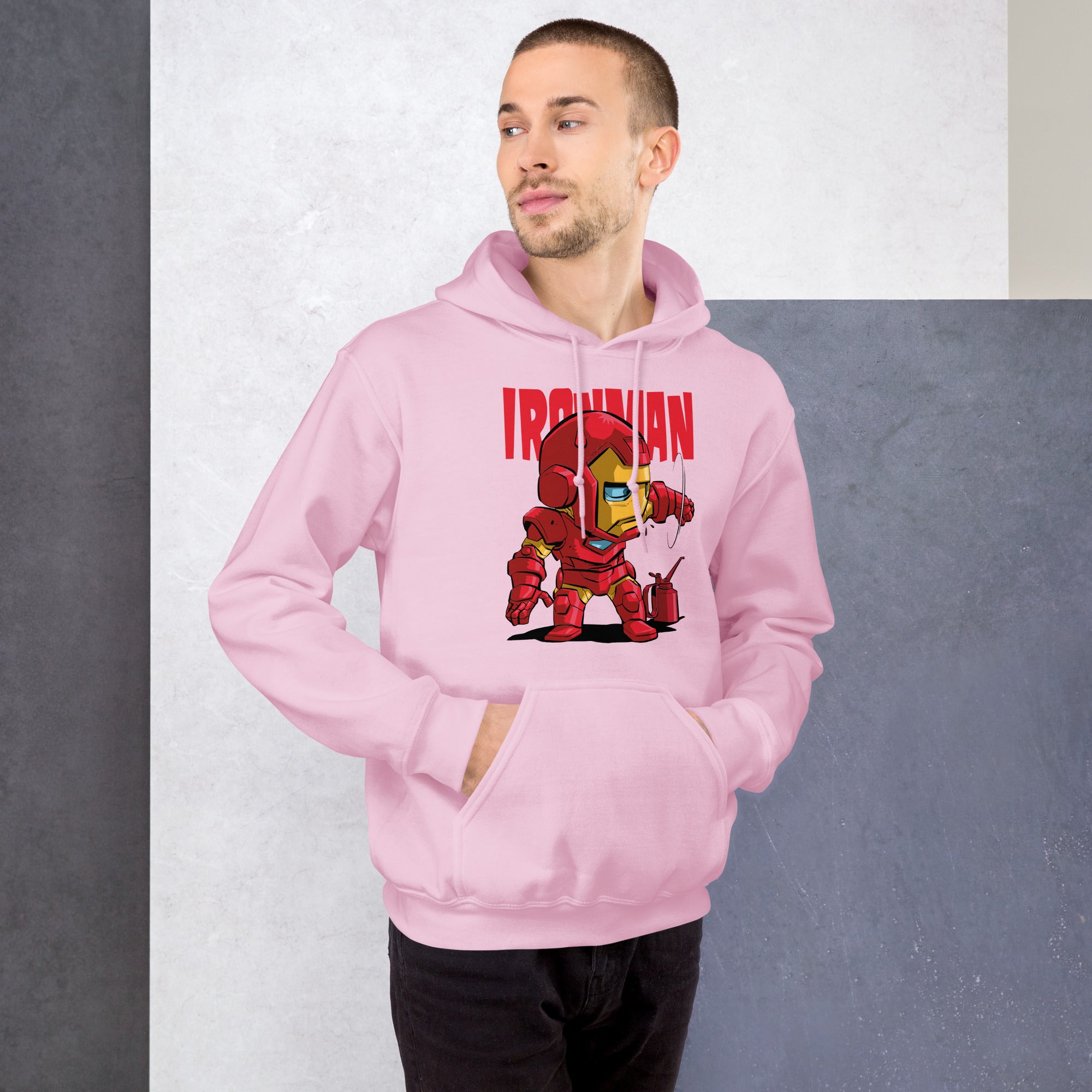 Felpa Stampata Unisex con Cappuccio – Morbida – Design Ironman-Biiply