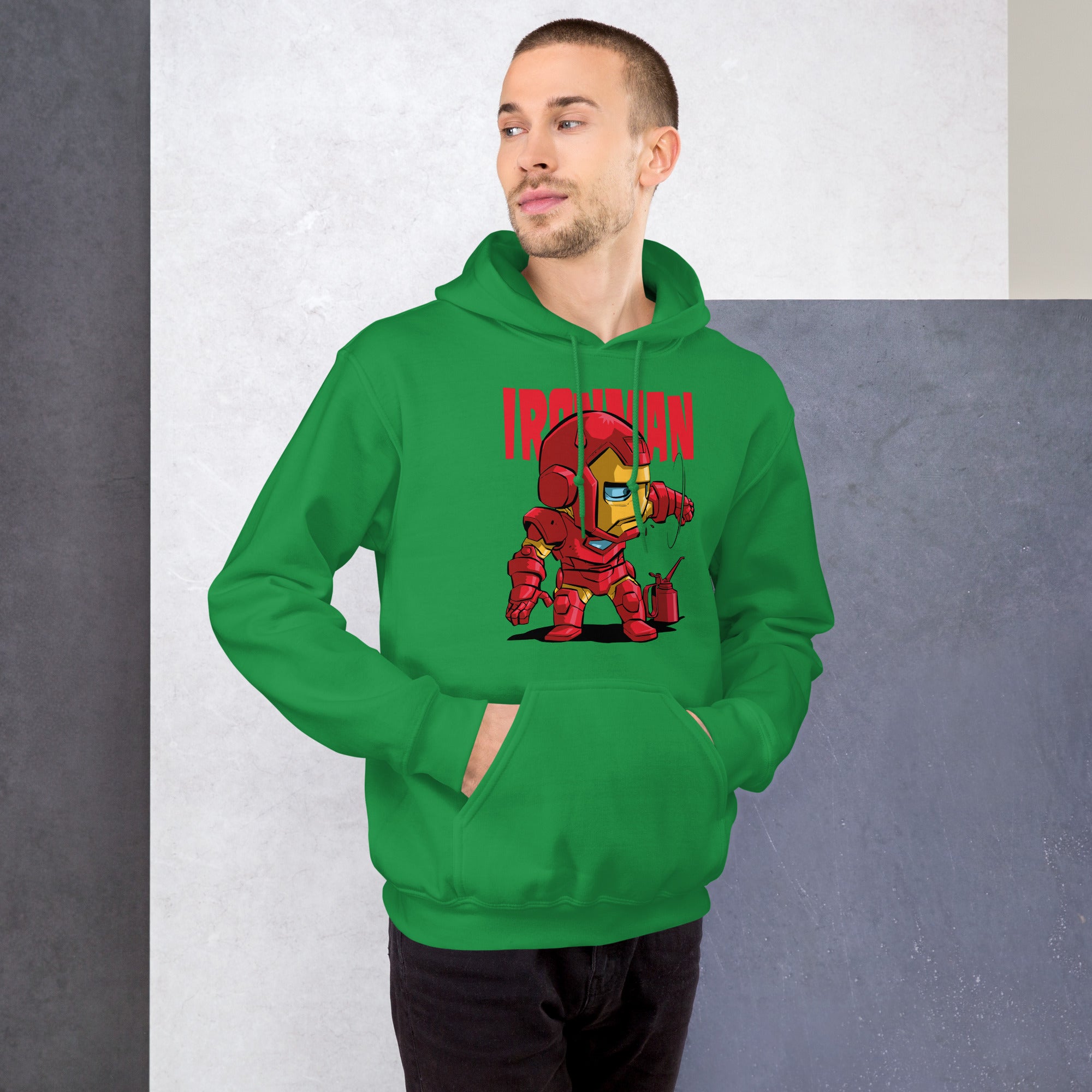 Felpa Stampata Unisex con Cappuccio – Morbida – Design Ironman-Biiply