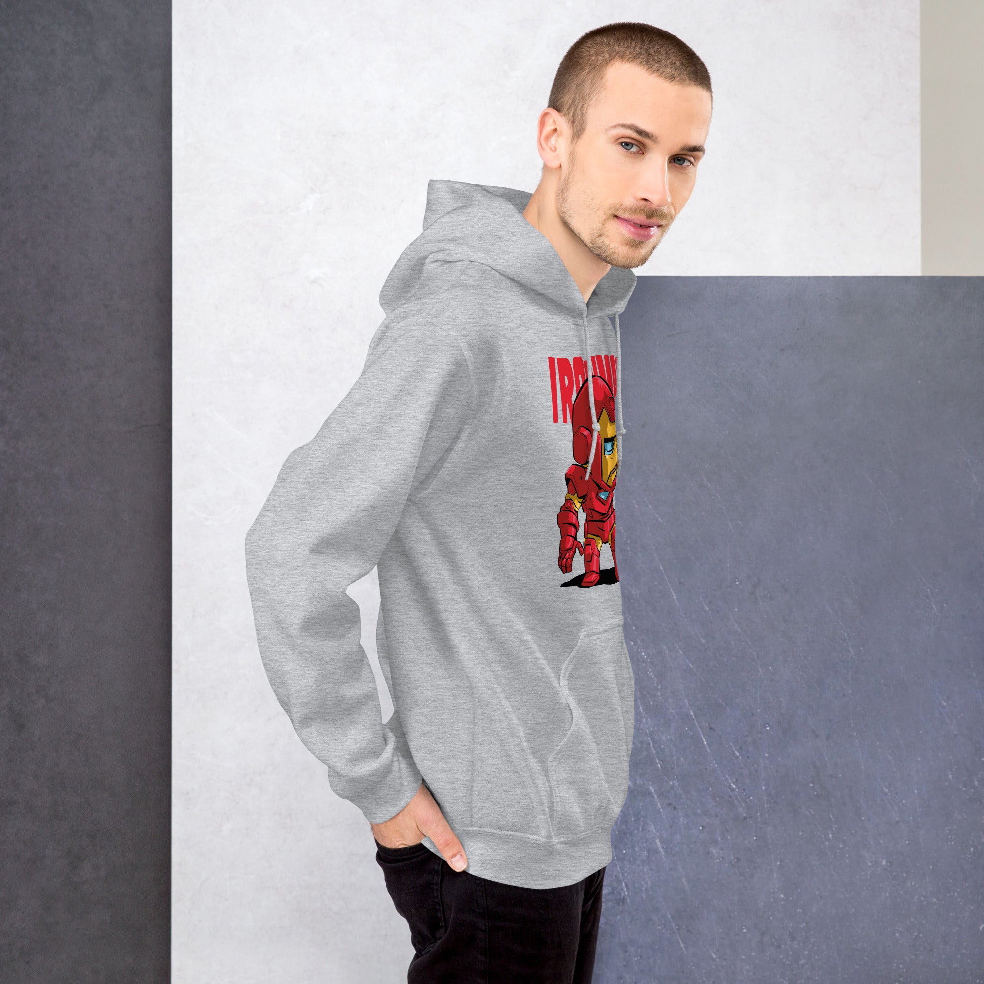 Felpa Stampata Unisex con Cappuccio – Morbida – Design Ironman-Biiply