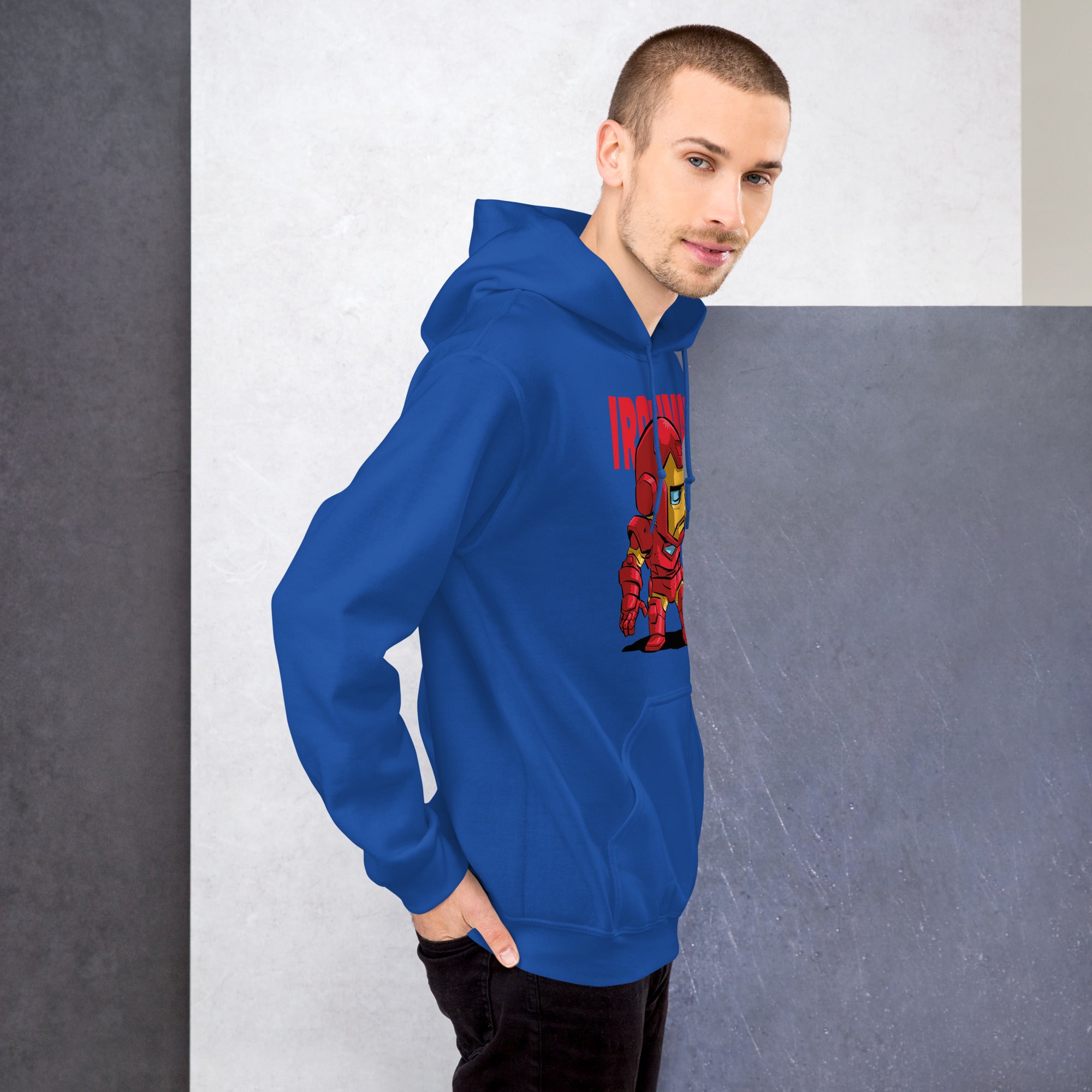 Felpa Stampata Unisex con Cappuccio – Morbida – Design Ironman-Biiply