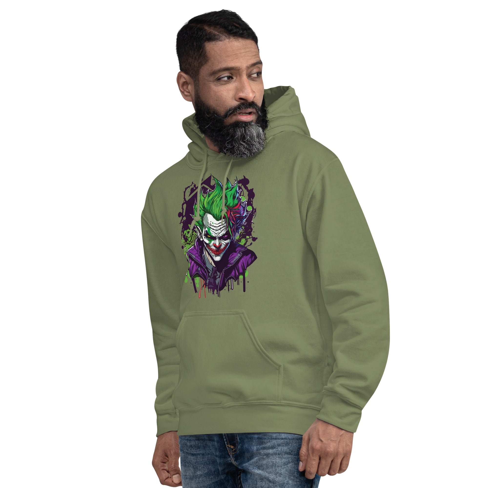Felpa Stampata Unisex con Cappuccio – Morbida – Design Joker-Biiply
