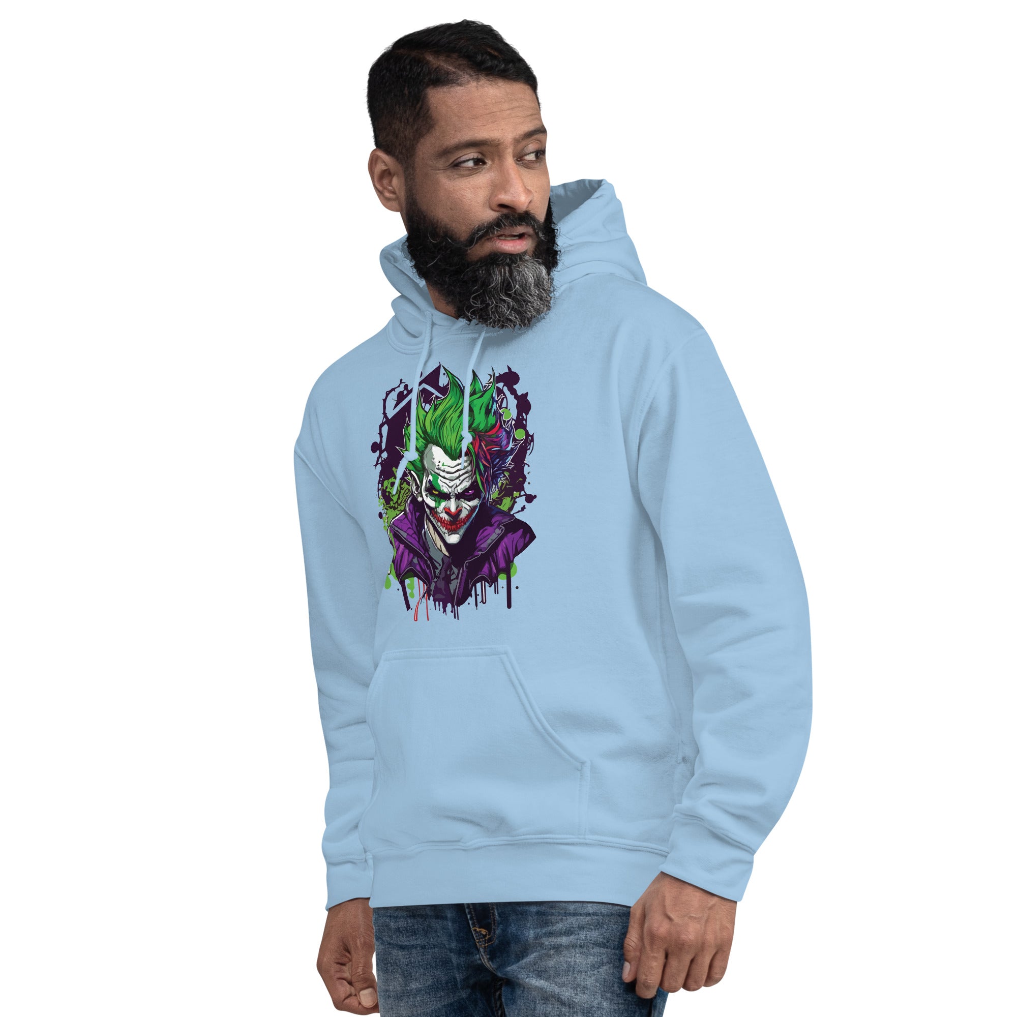 Felpa Stampata Unisex con Cappuccio – Morbida – Design Joker-Biiply