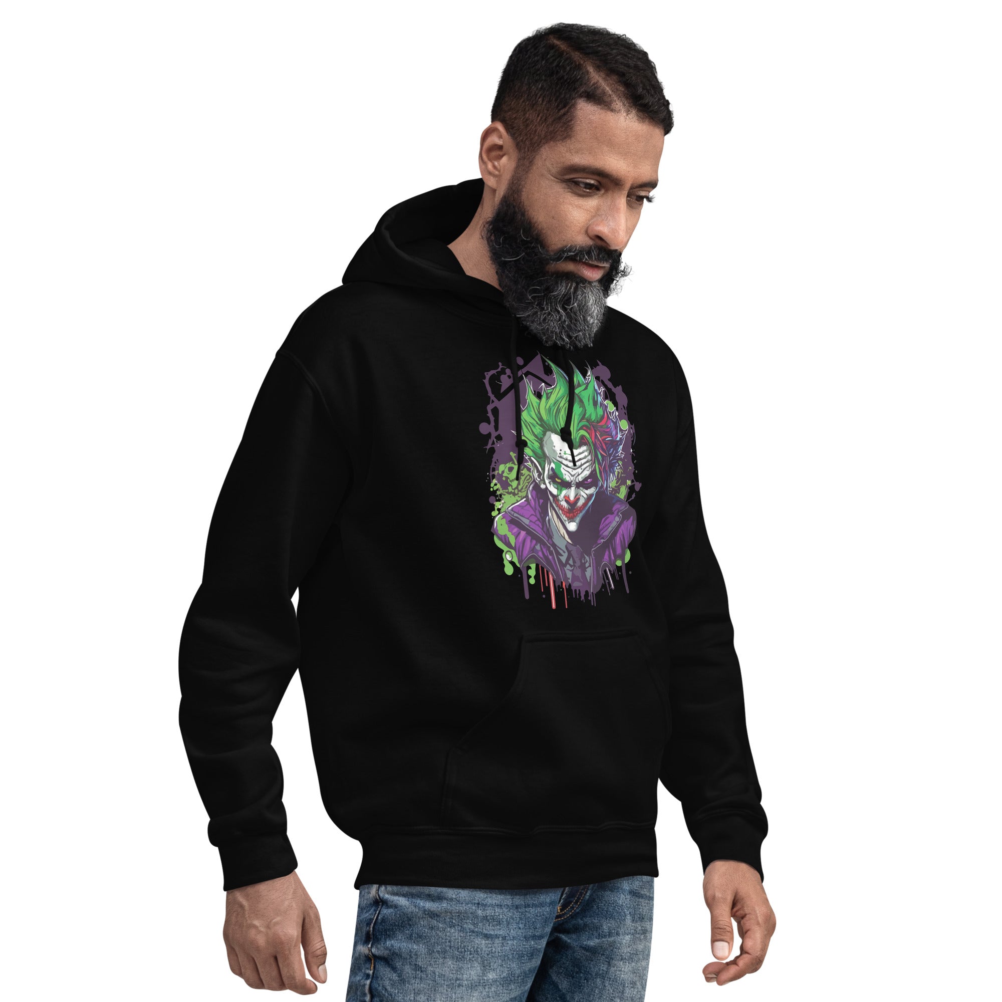 Felpa Stampata Unisex con Cappuccio – Morbida – Design Joker-Biiply