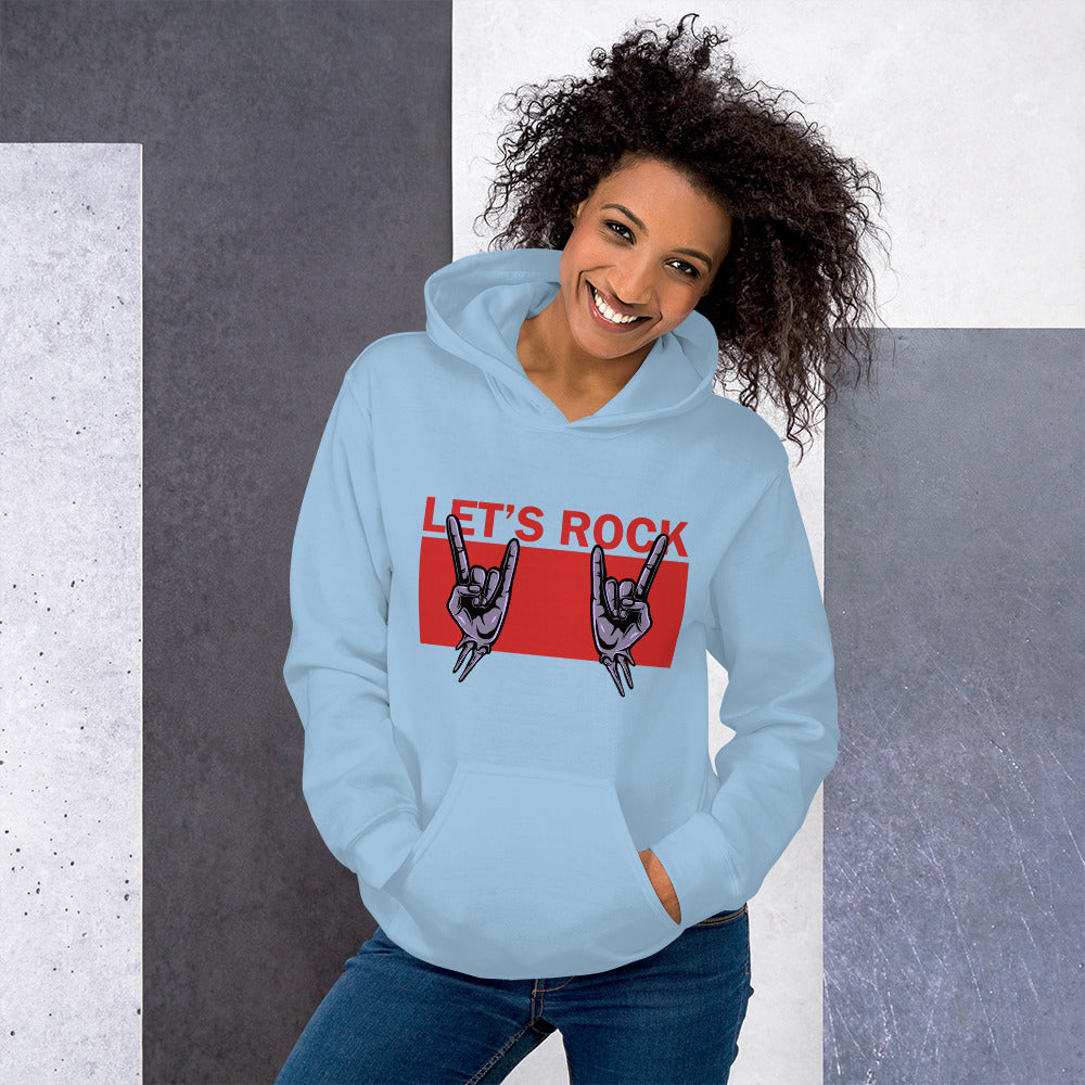 Felpa Stampata Unisex con Cappuccio – Morbida – Design Let's Rock-Biiply