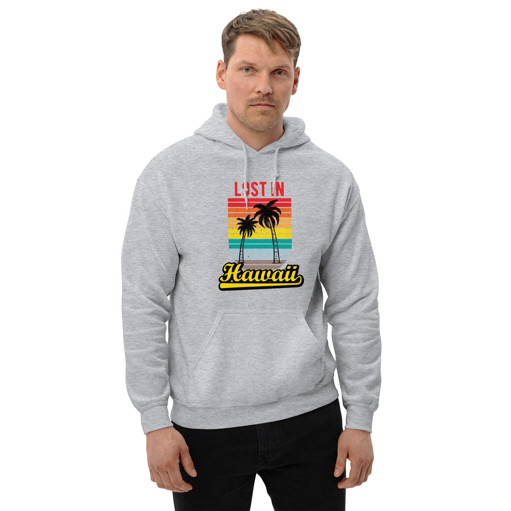 Felpa Stampata Unisex con Cappuccio – Morbida – Design Lost in Hawaii-Biiply