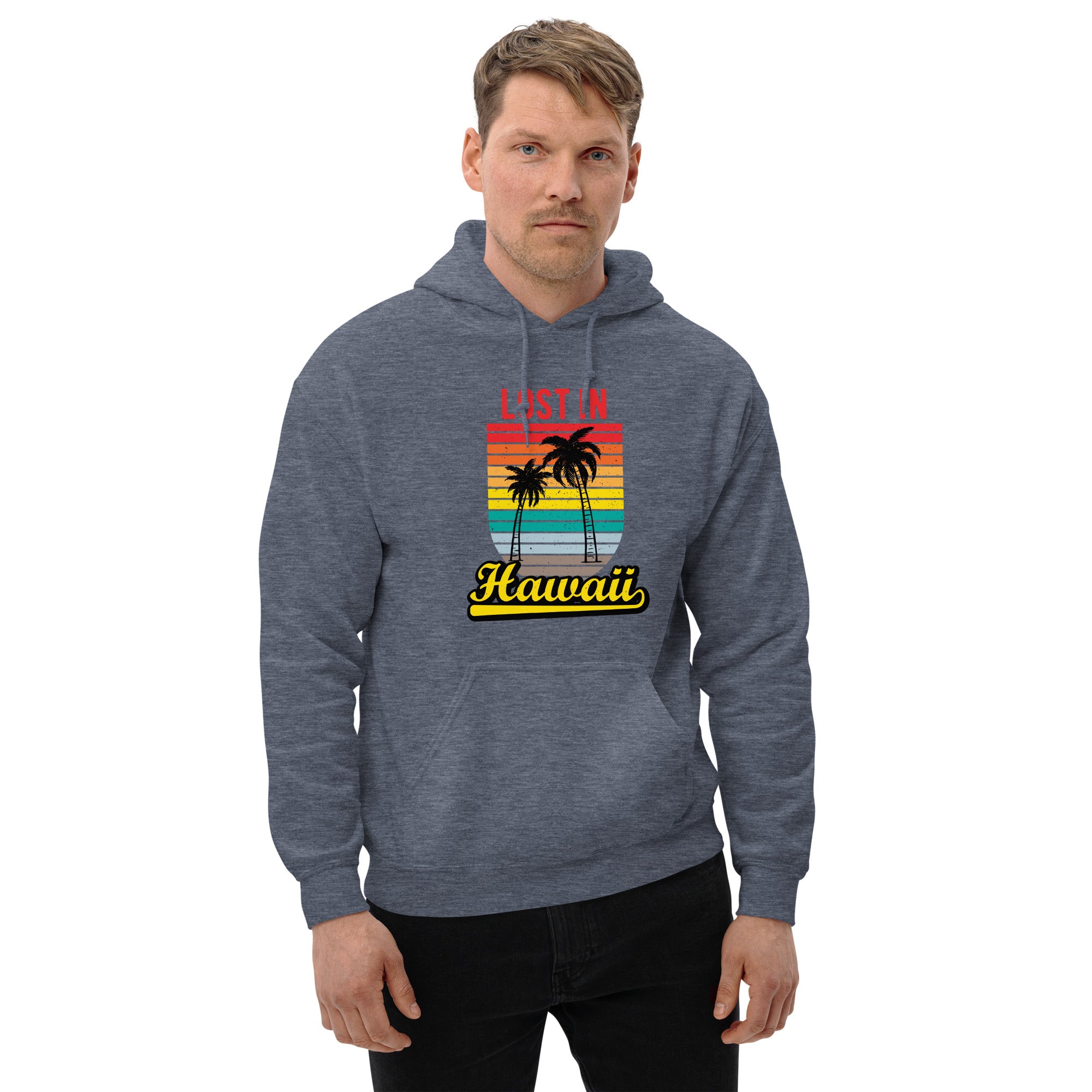 Felpa Stampata Unisex con Cappuccio – Morbida – Design Lost in Hawaii-Biiply