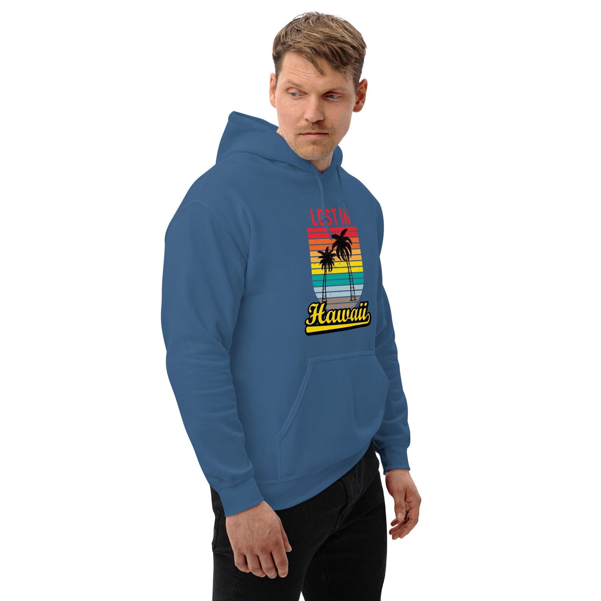 Felpa Stampata Unisex con Cappuccio – Morbida – Design Lost in Hawaii-Biiply