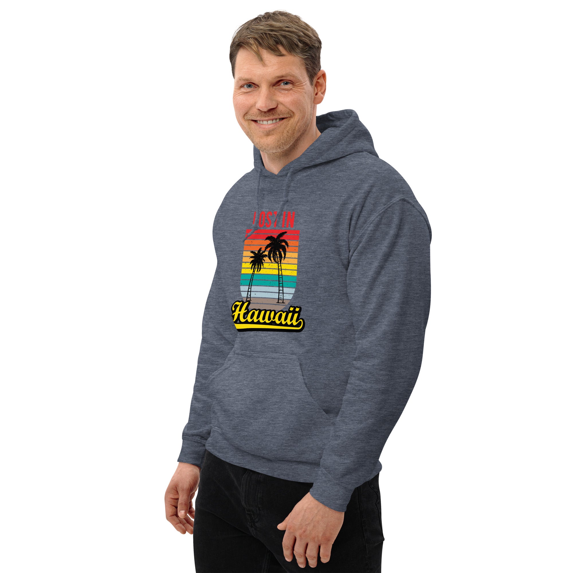 Felpa Stampata Unisex con Cappuccio – Morbida – Design Lost in Hawaii-Biiply