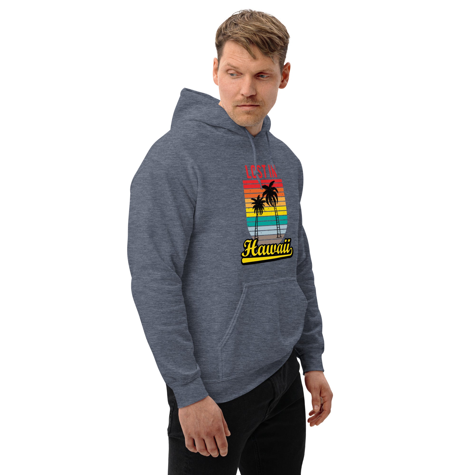 Felpa Stampata Unisex con Cappuccio – Morbida – Design Lost in Hawaii-Biiply