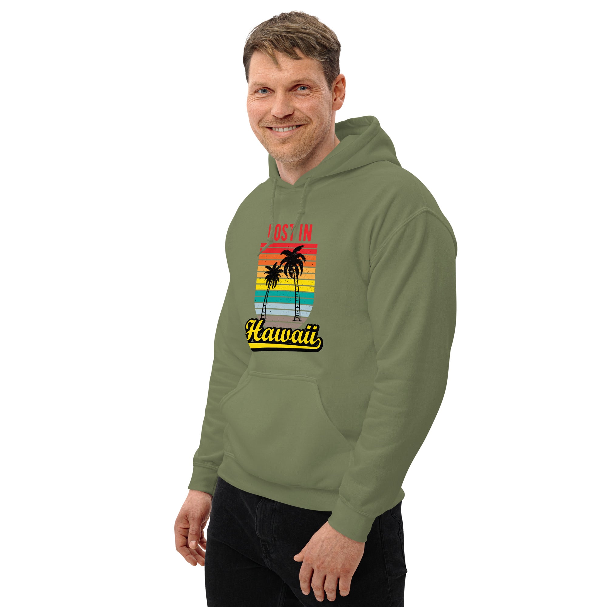 Felpa Stampata Unisex con Cappuccio – Morbida – Design Lost in Hawaii-Biiply