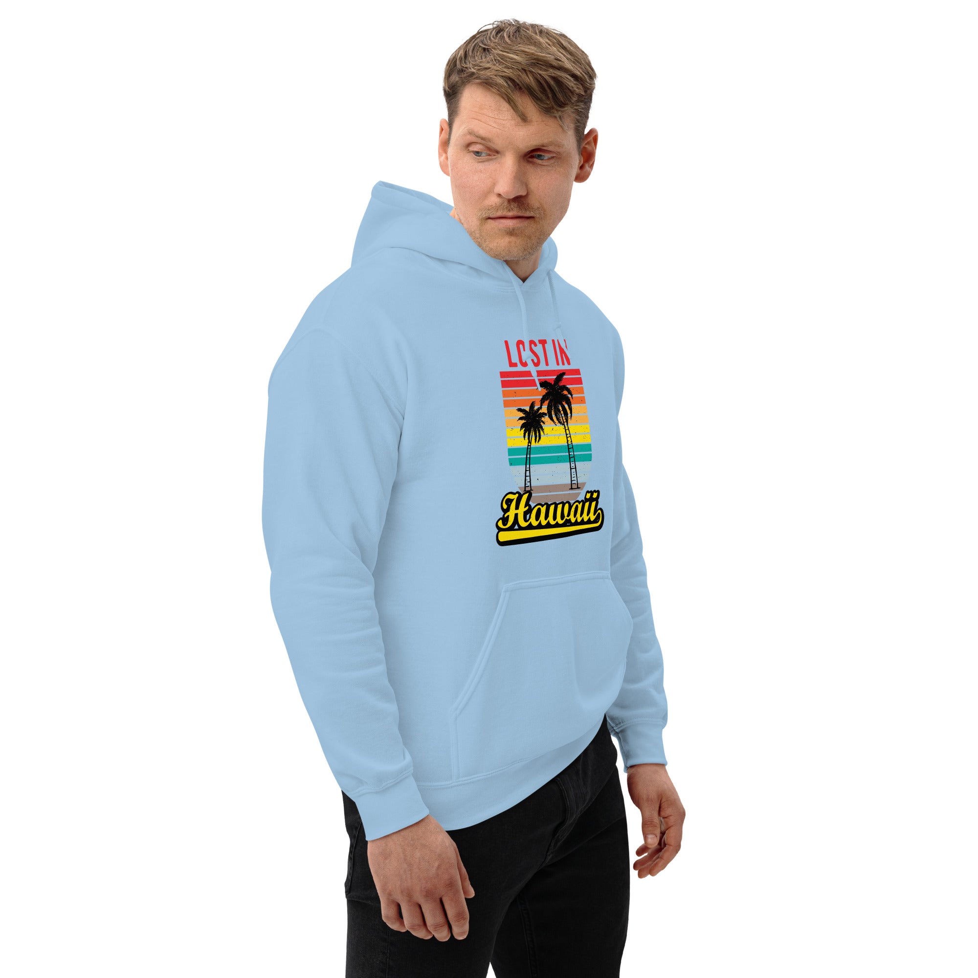 Felpa Stampata Unisex con Cappuccio – Morbida – Design Lost in Hawaii-Biiply