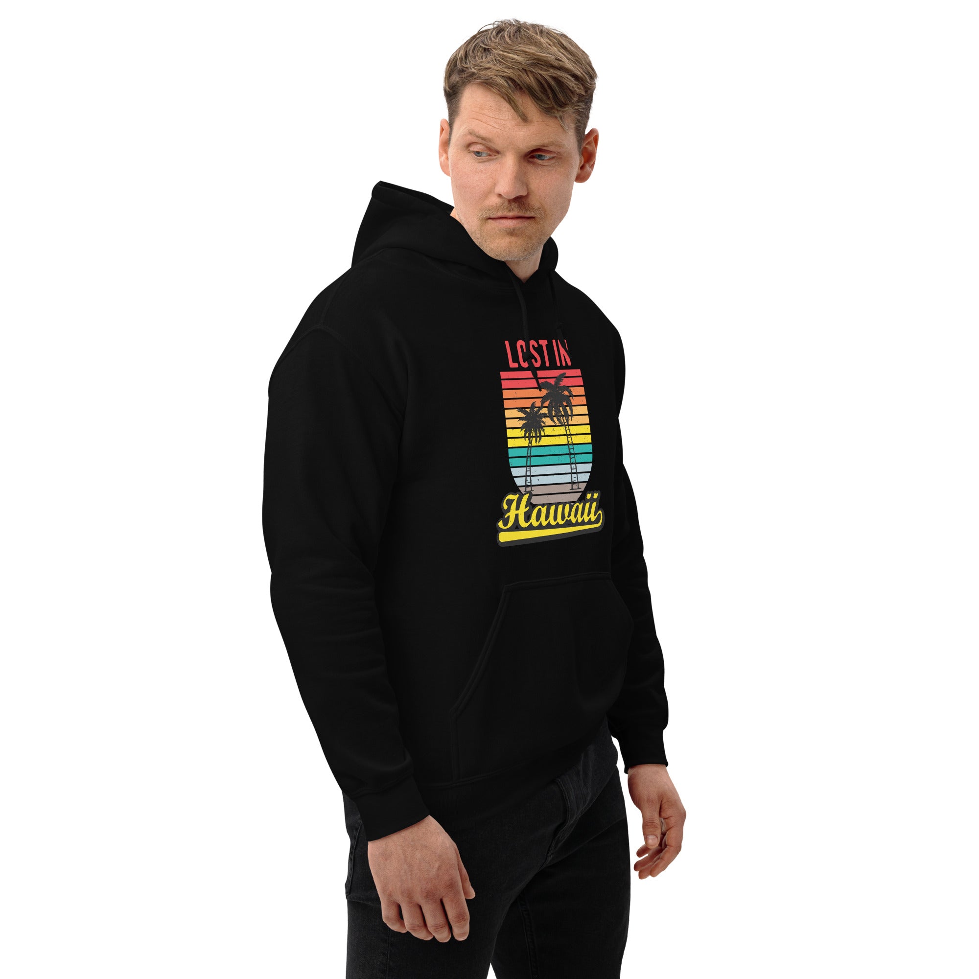 Felpa Stampata Unisex con Cappuccio – Morbida – Design Lost in Hawaii-Biiply