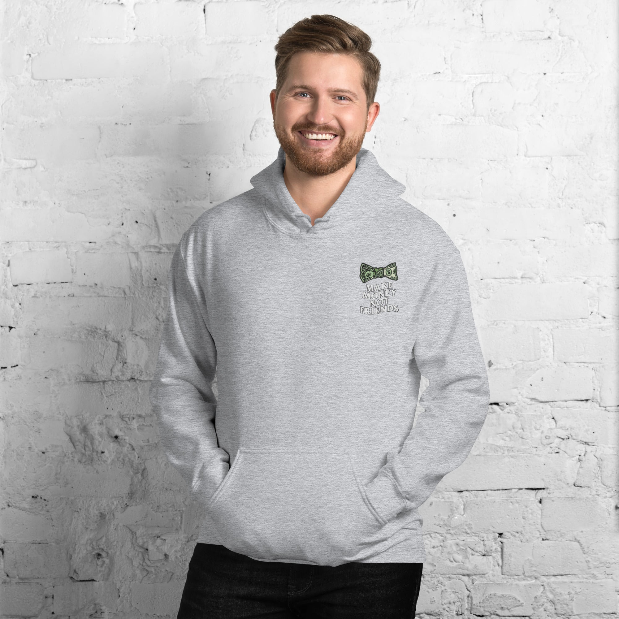 Felpa Stampata Unisex con Cappuccio – Morbida – Design Make Money Not Friends-Biiply