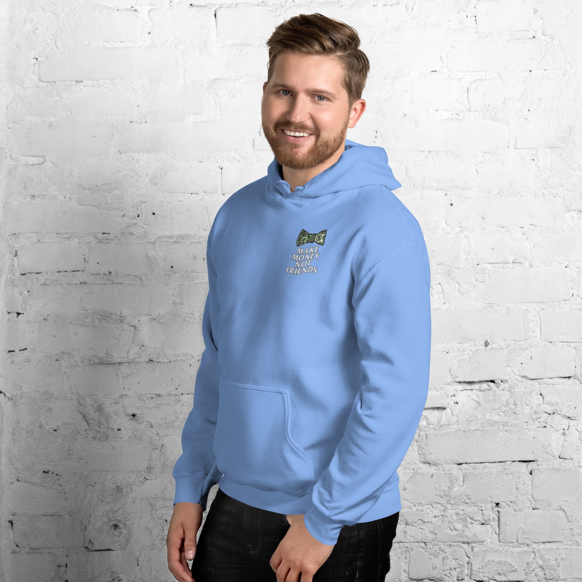 Felpa Stampata Unisex con Cappuccio – Morbida – Design Make Money Not Friends-Biiply