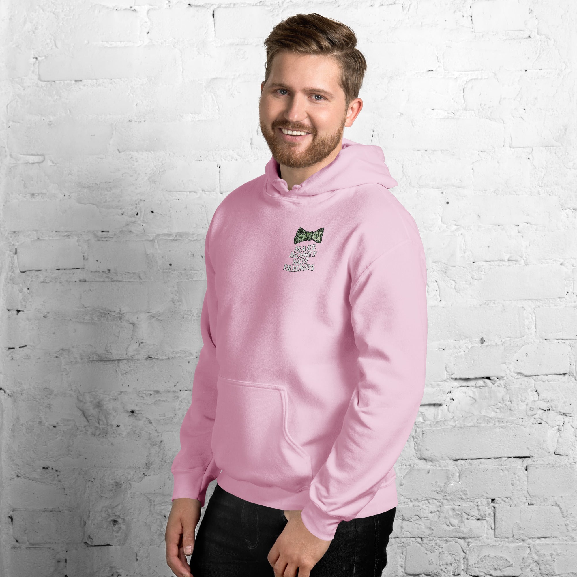 Felpa Stampata Unisex con Cappuccio – Morbida – Design Make Money Not Friends-Biiply