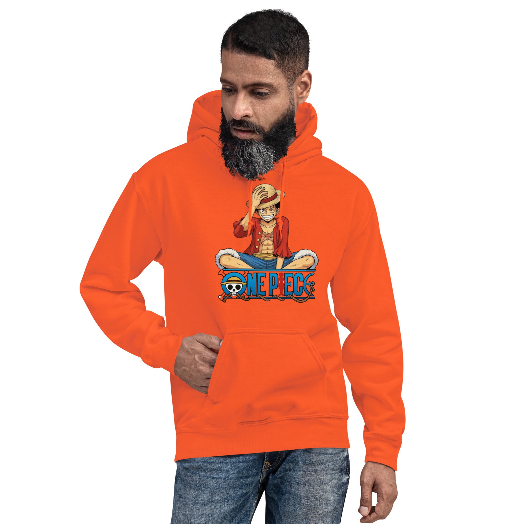 Felpa Stampata Unisex con Cappuccio – Morbida – Design Monkey d. Luffy-Biiply