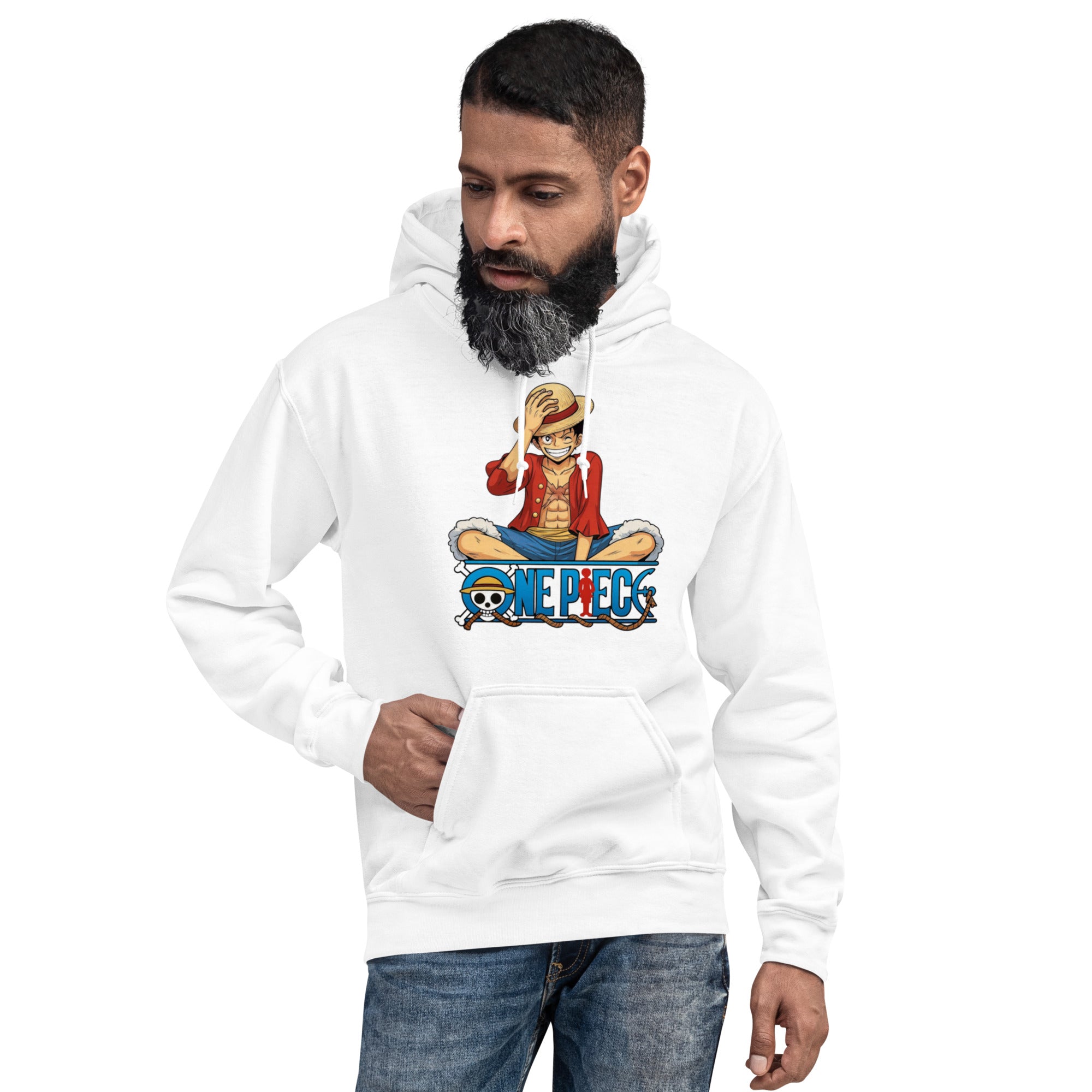 Felpa Stampata Unisex con Cappuccio – Morbida – Design Monkey d. Luffy-Biiply