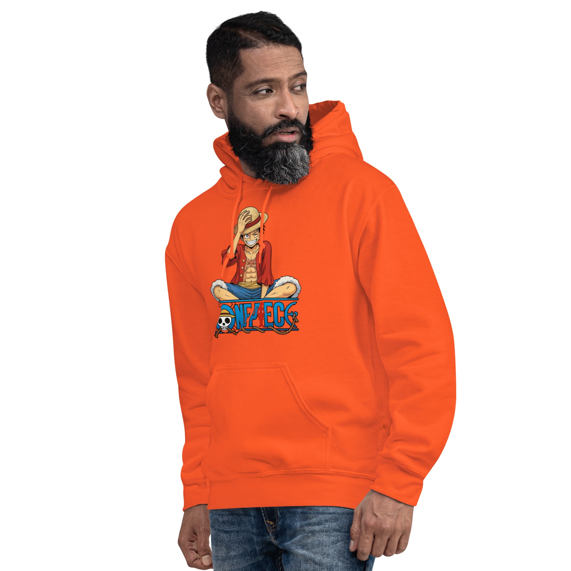 Felpa Stampata Unisex con Cappuccio – Morbida – Design Monkey d. Luffy-Biiply