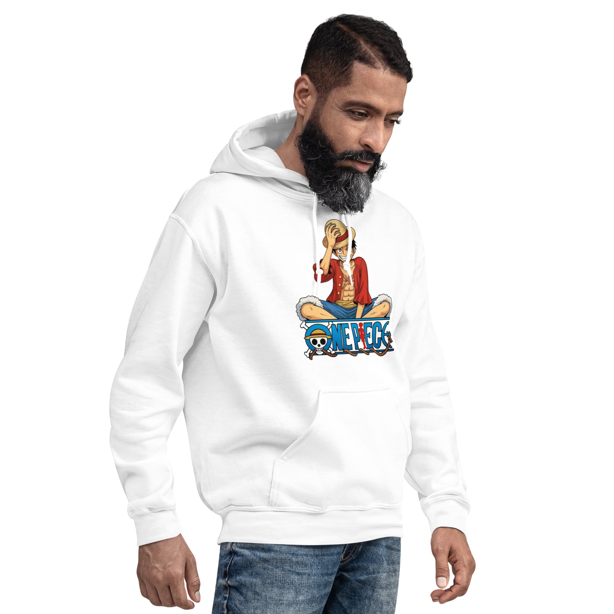Felpa Stampata Unisex con Cappuccio – Morbida – Design Monkey d. Luffy-Biiply