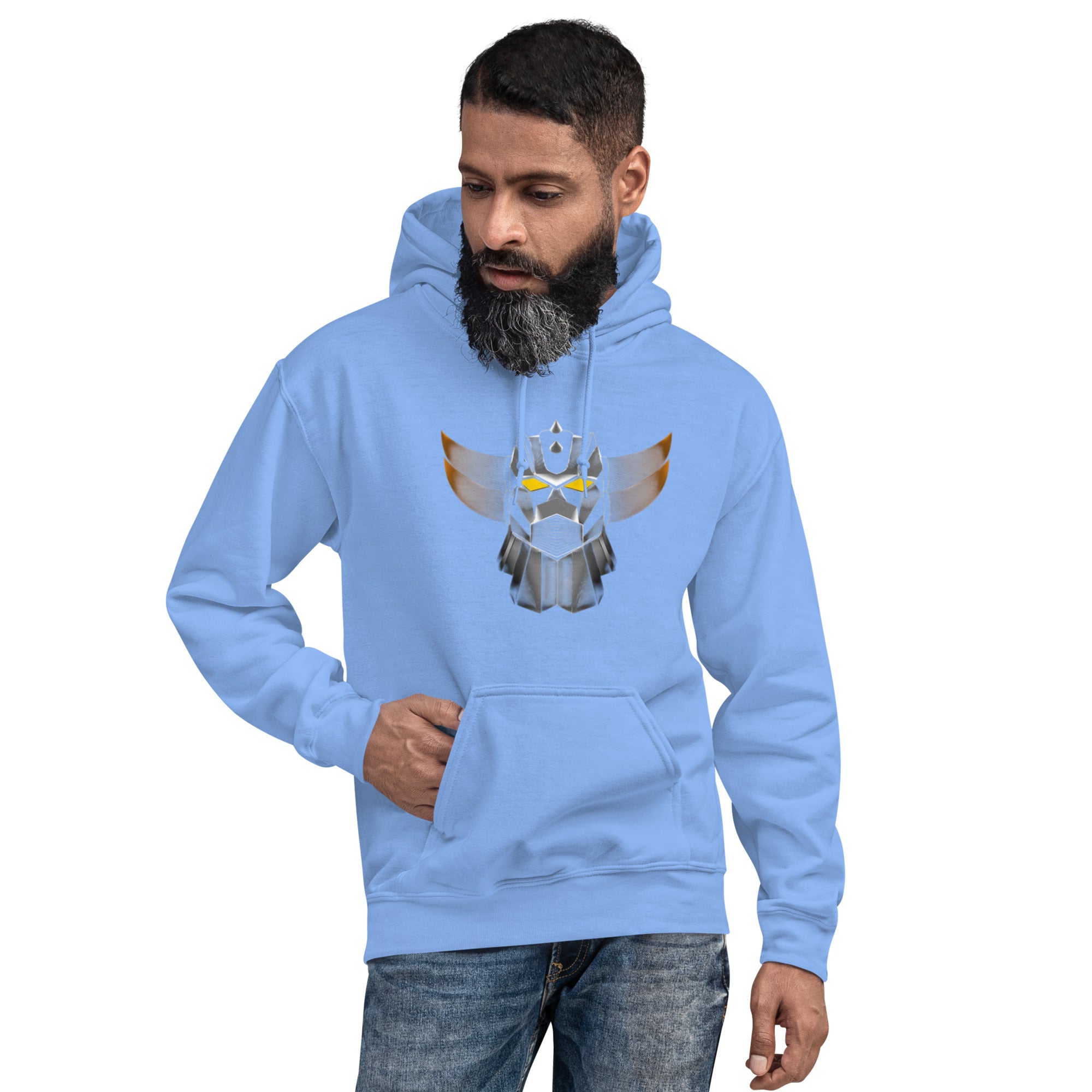Felpa Stampata Unisex con Cappuccio – Morbida – Design Robot Anni 80-Biiply