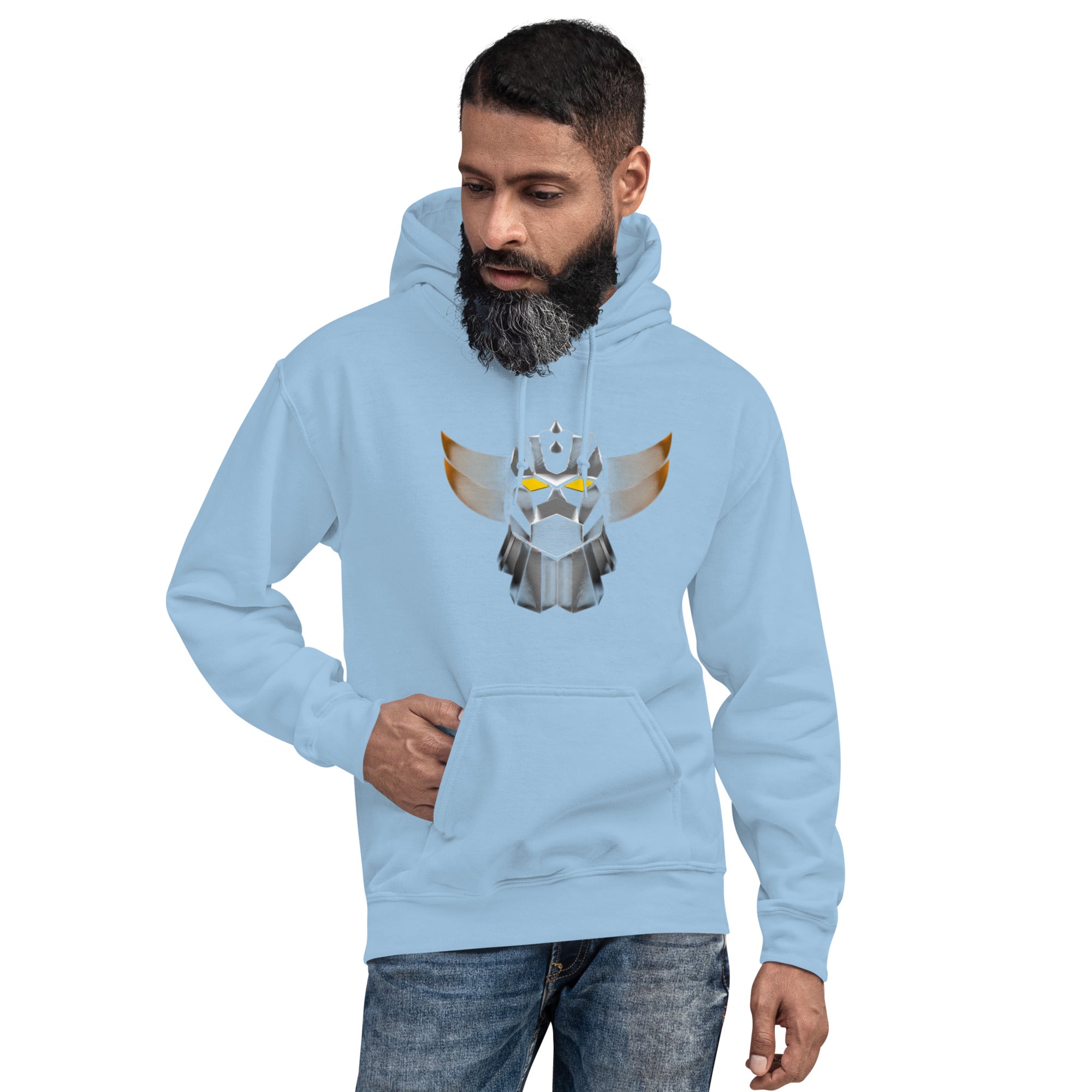 Felpa Stampata Unisex con Cappuccio – Morbida – Design Robot Anni 80-Biiply