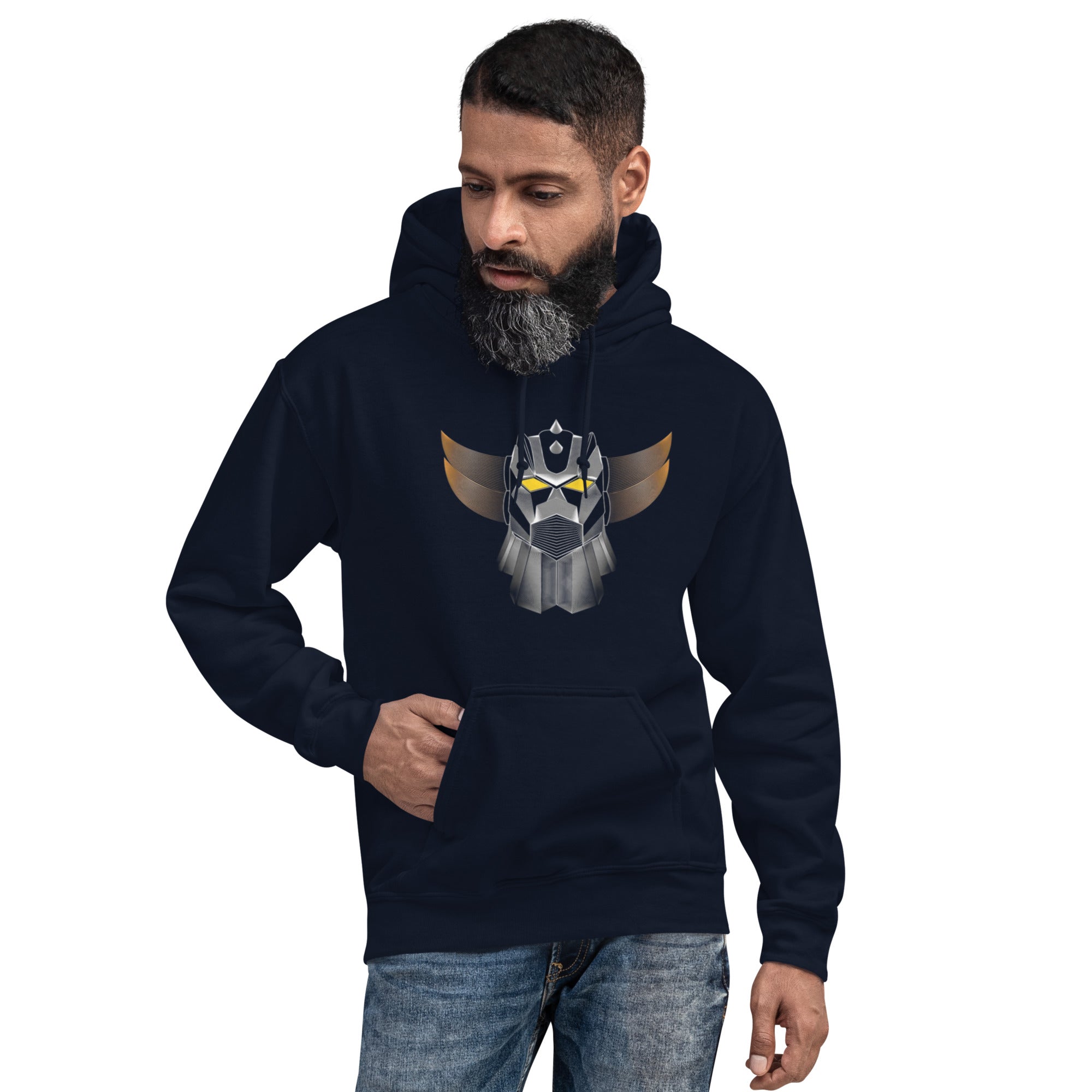 Felpa Stampata Unisex con Cappuccio – Morbida – Design Robot Anni 80-Biiply