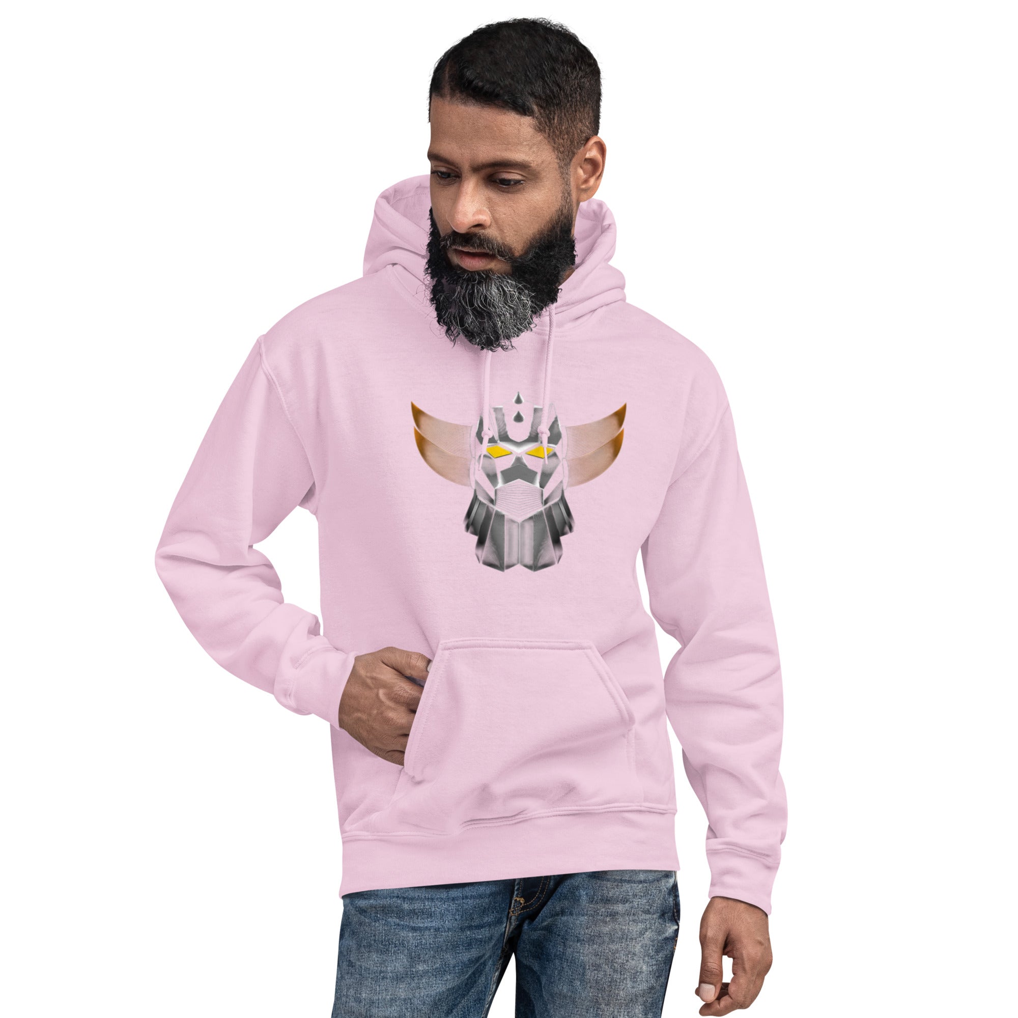 Felpa Stampata Unisex con Cappuccio – Morbida – Design Robot Anni 80-Biiply