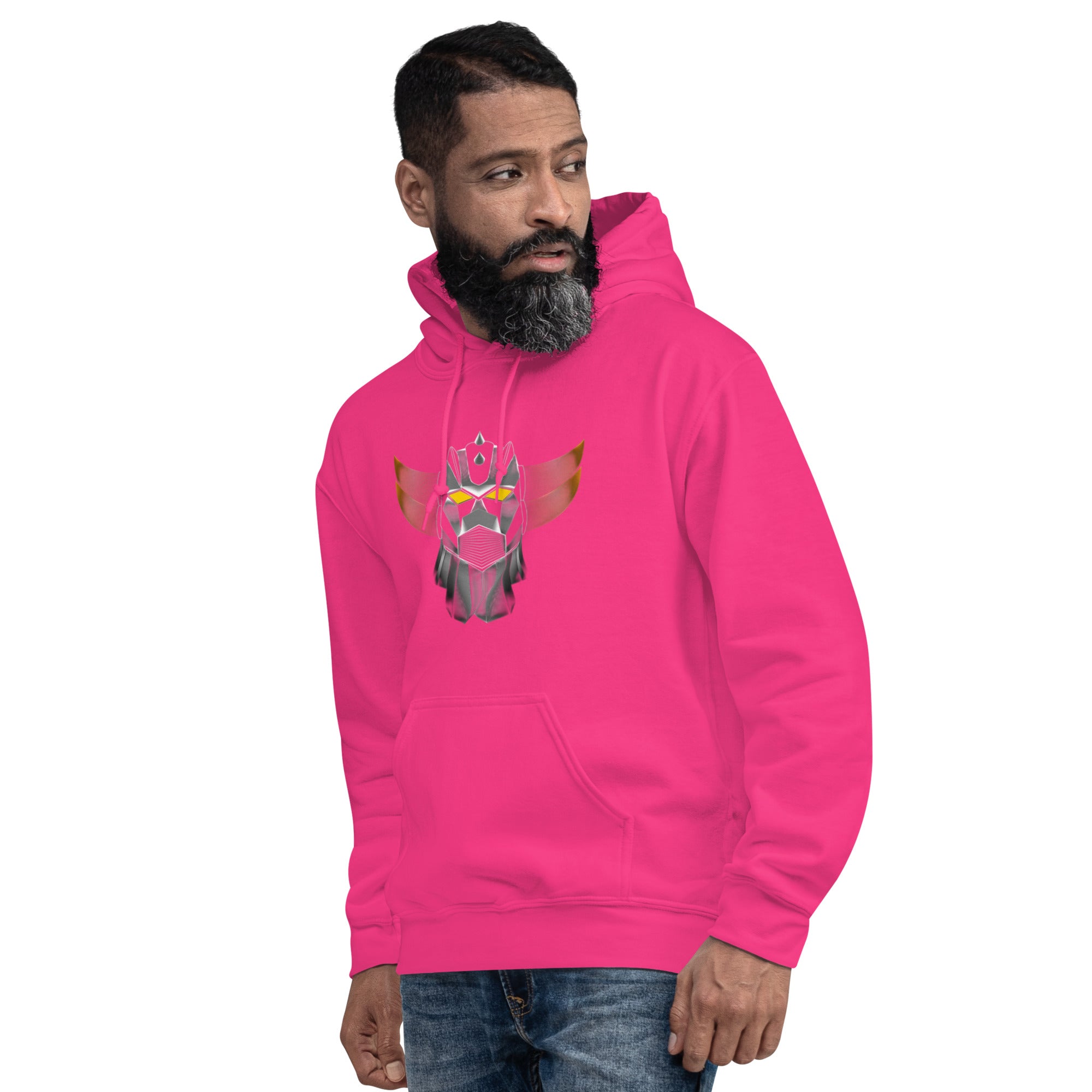 Felpa Stampata Unisex con Cappuccio – Morbida – Design Robot Anni 80-Biiply