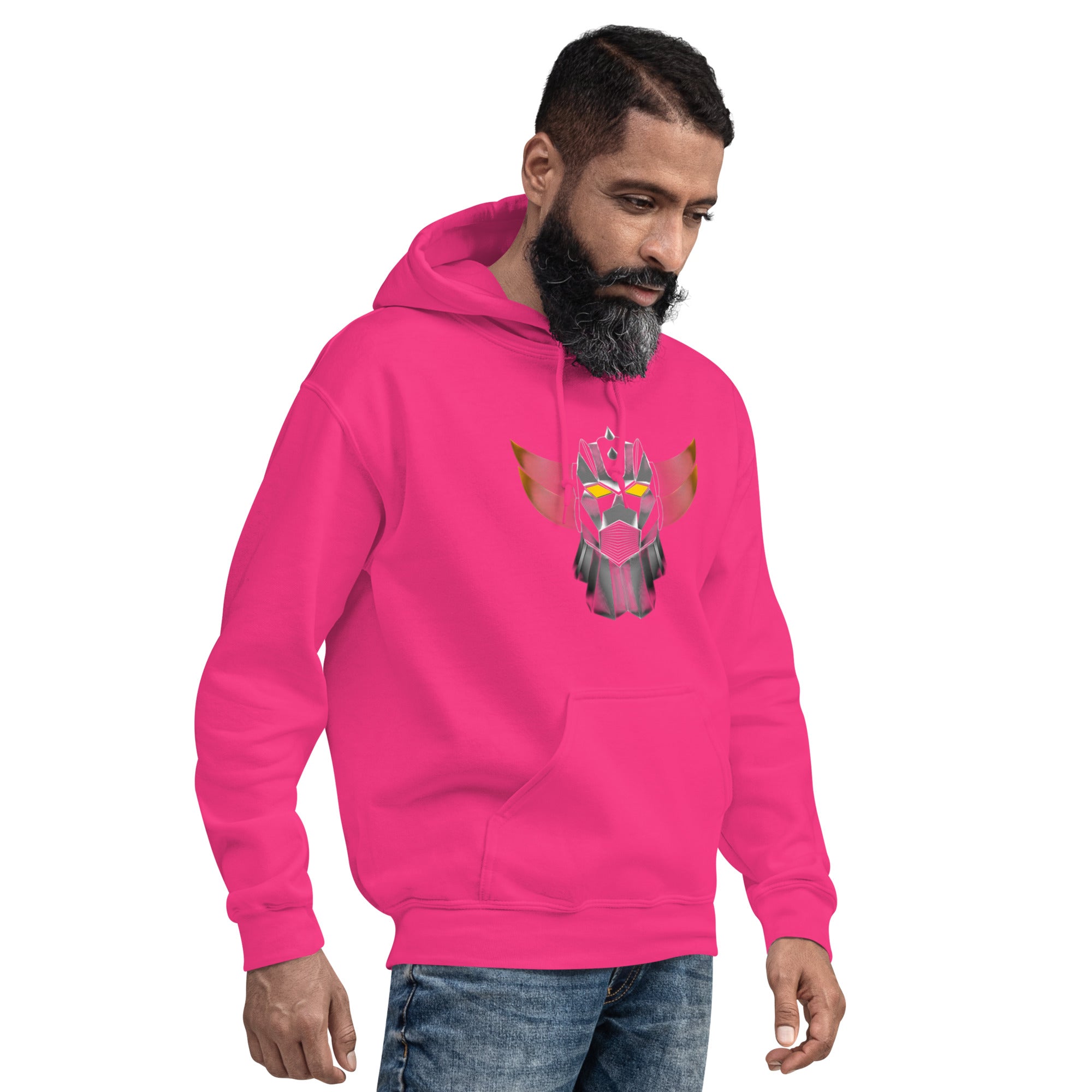 Felpa Stampata Unisex con Cappuccio – Morbida – Design Robot Anni 80-Biiply