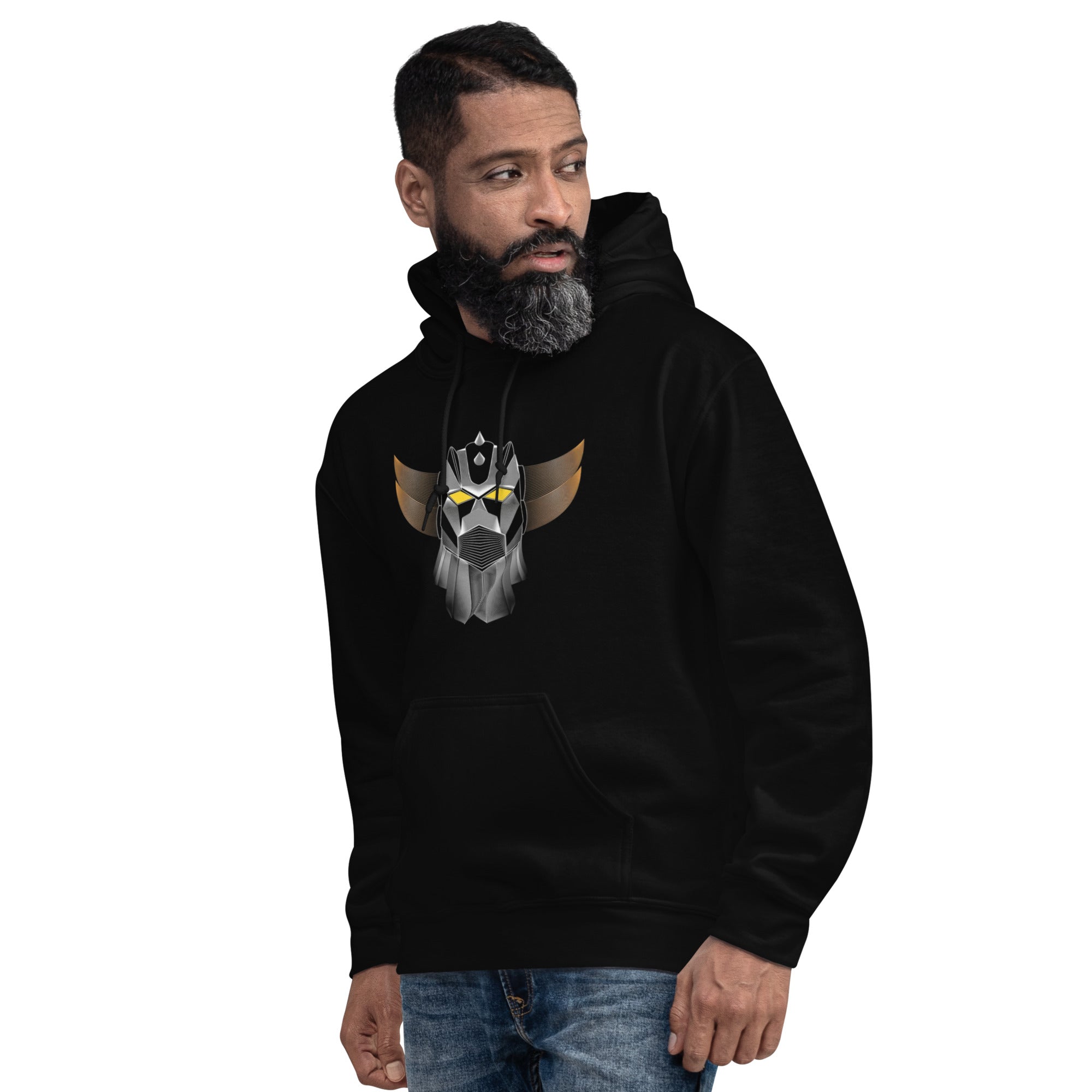 Felpa Stampata Unisex con Cappuccio – Morbida – Design Robot Anni 80-Biiply