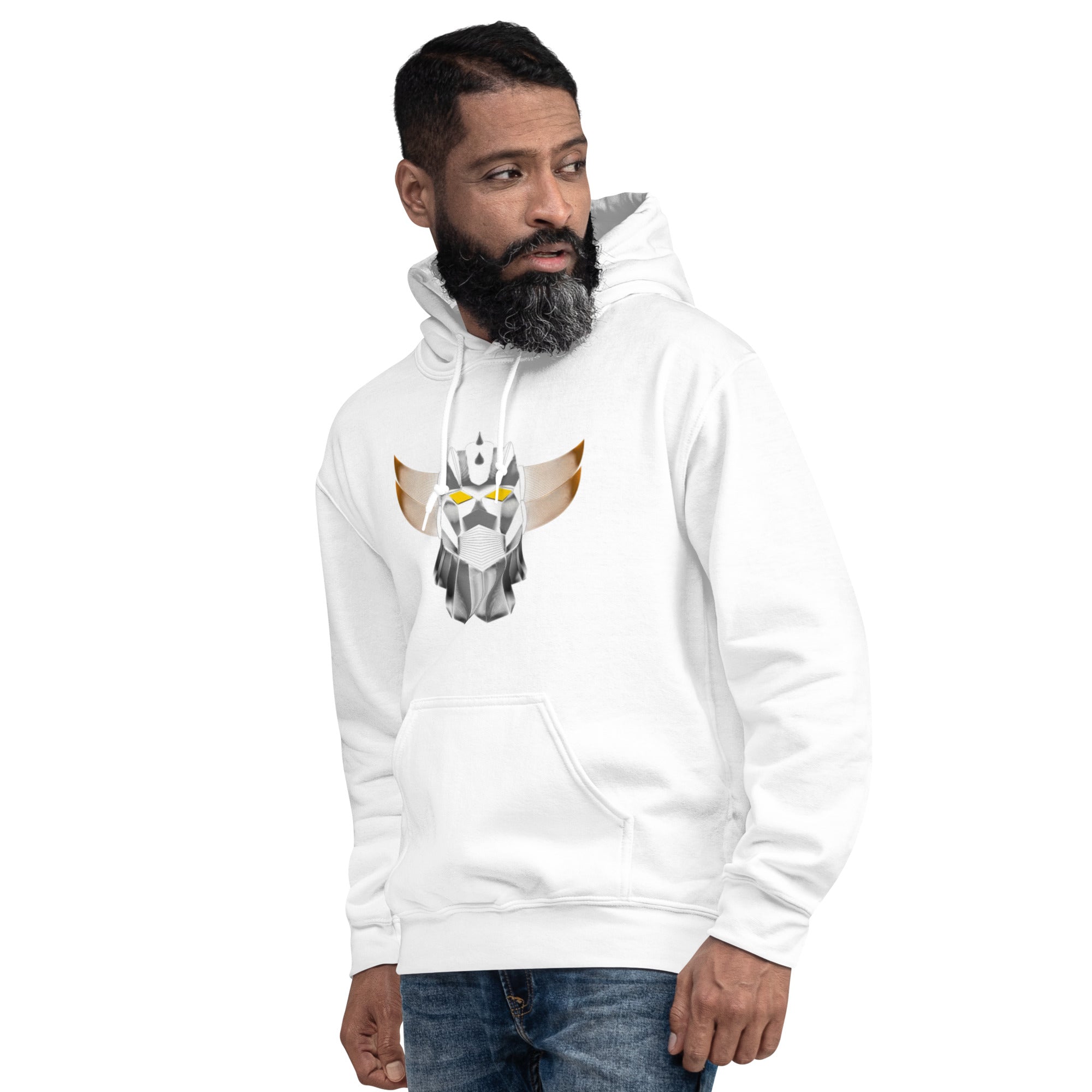Felpa Stampata Unisex con Cappuccio – Morbida – Design Robot Anni 80-Biiply