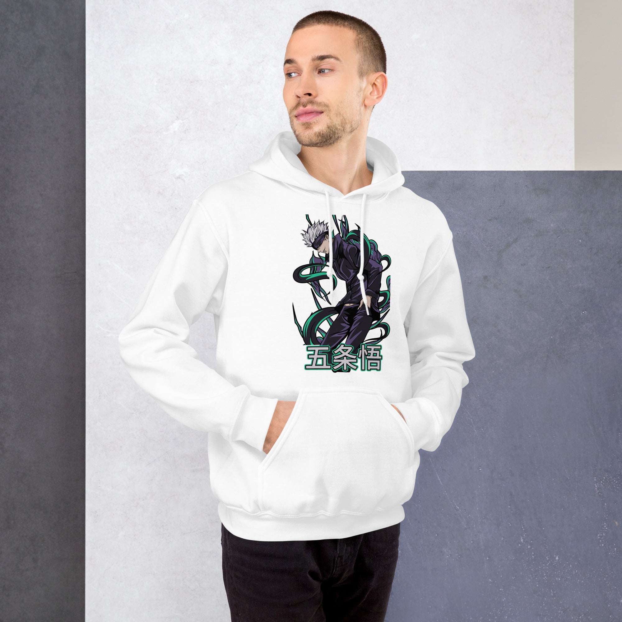 Felpa Stampata Unisex con Cappuccio – Morbida – Design Satoru Gojo-Biiply
