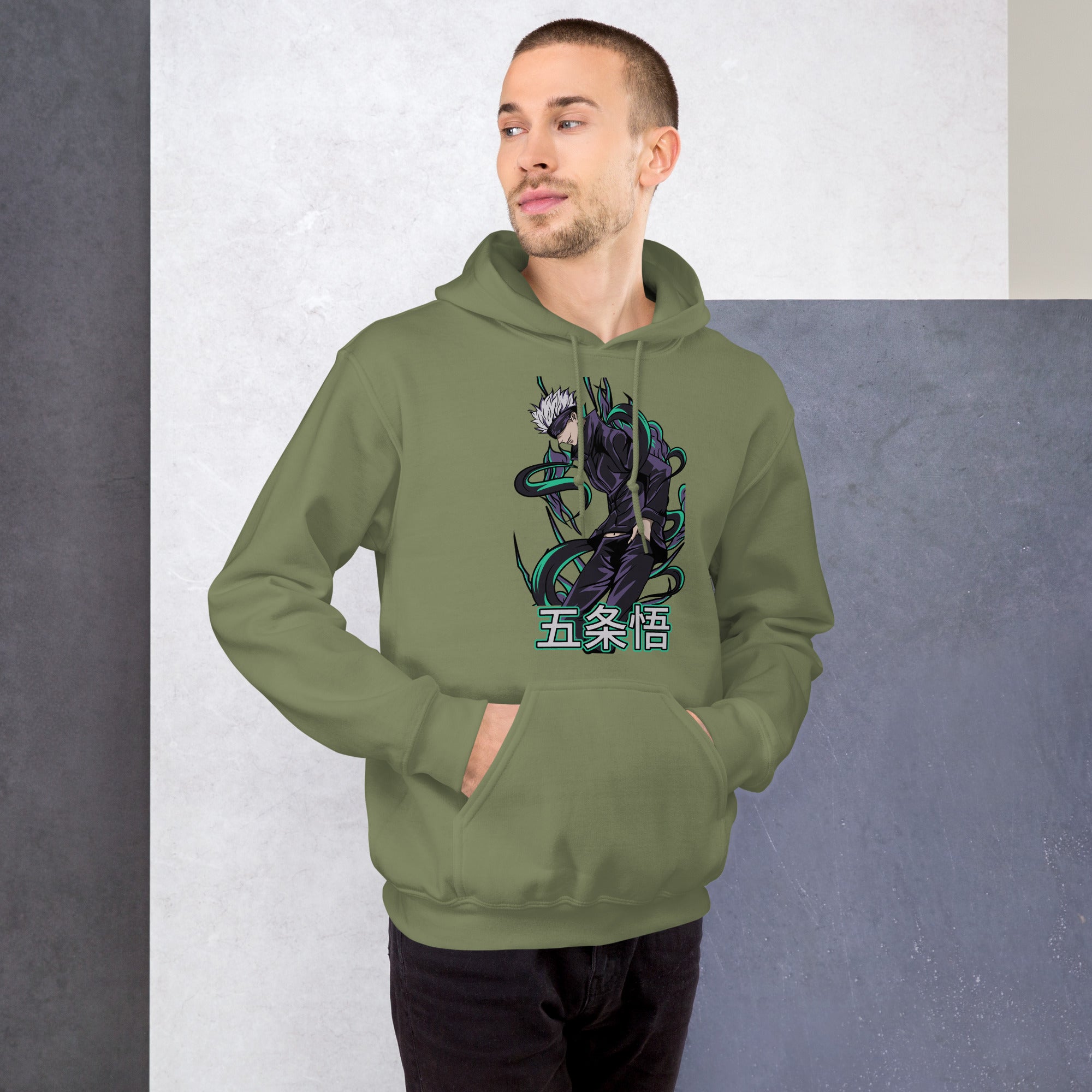 Felpa Stampata Unisex con Cappuccio – Morbida – Design Satoru Gojo-Biiply