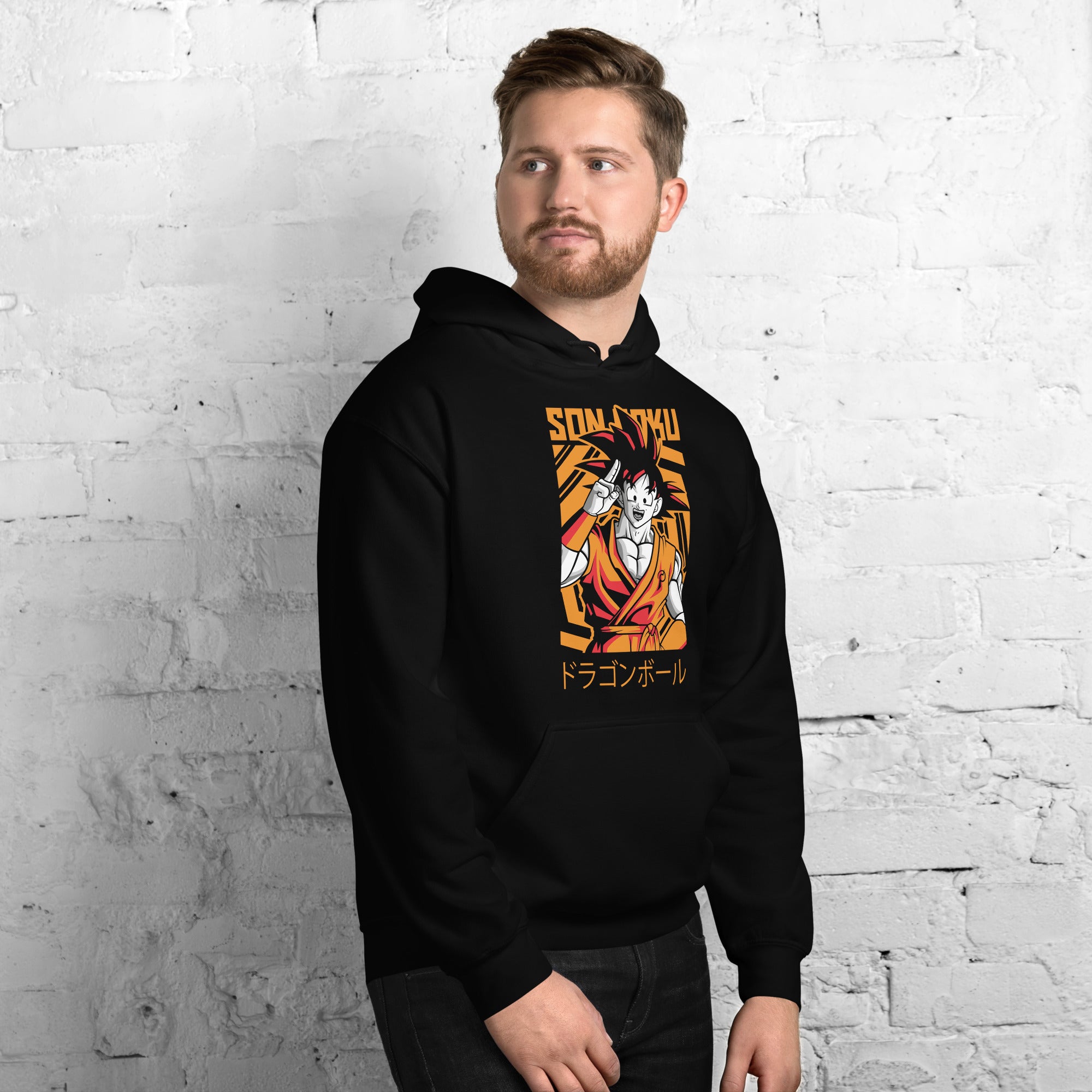 Felpa Stampata Unisex con Cappuccio – Morbida – Design Son Goku-Biiply