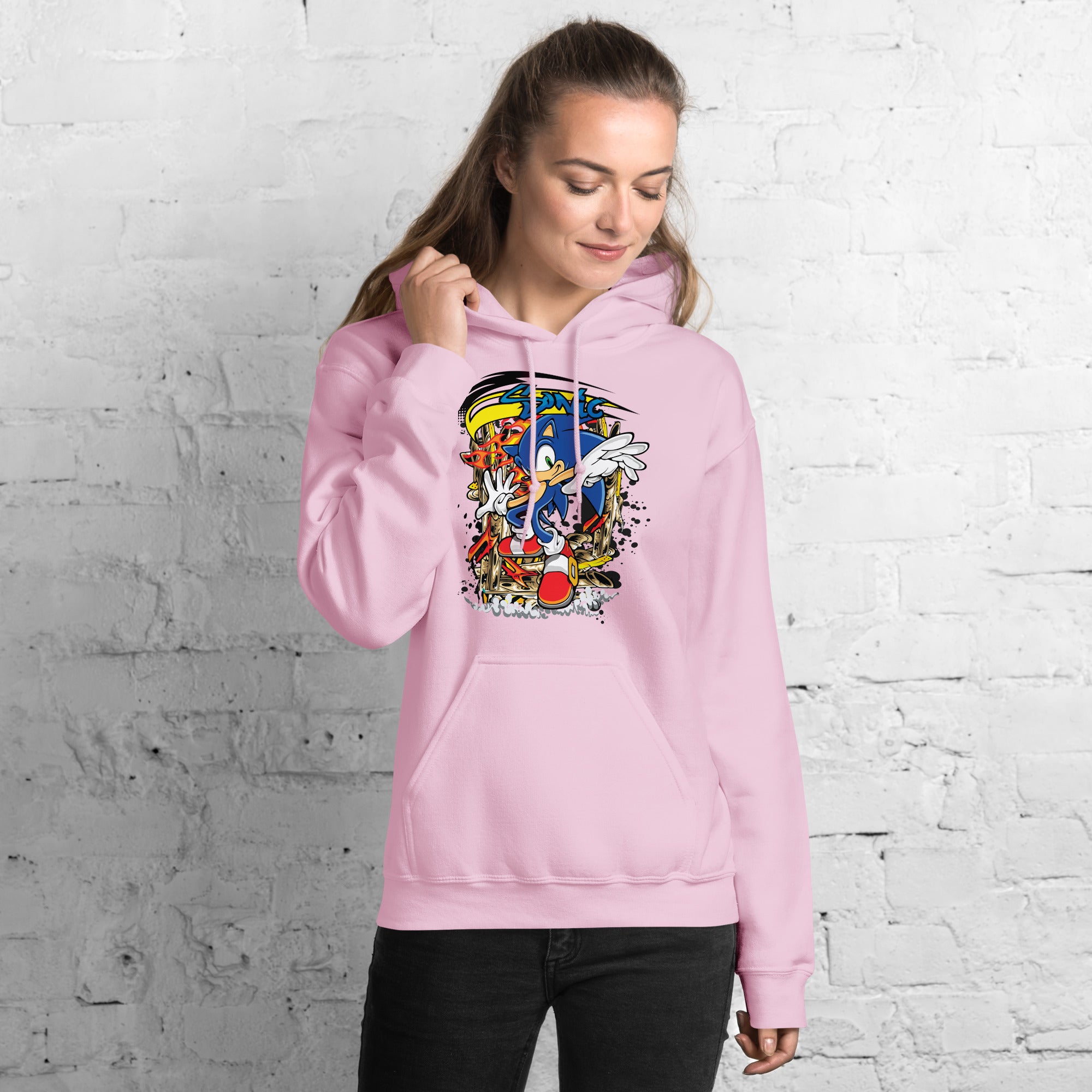 Felpa Stampata Unisex con Cappuccio – Morbida – Design Sonic-Biiply