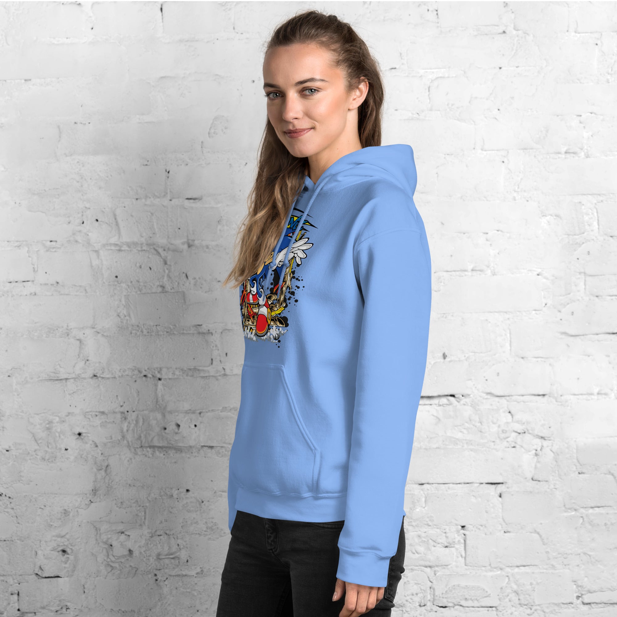 Felpa Stampata Unisex con Cappuccio – Morbida – Design Sonic-Biiply