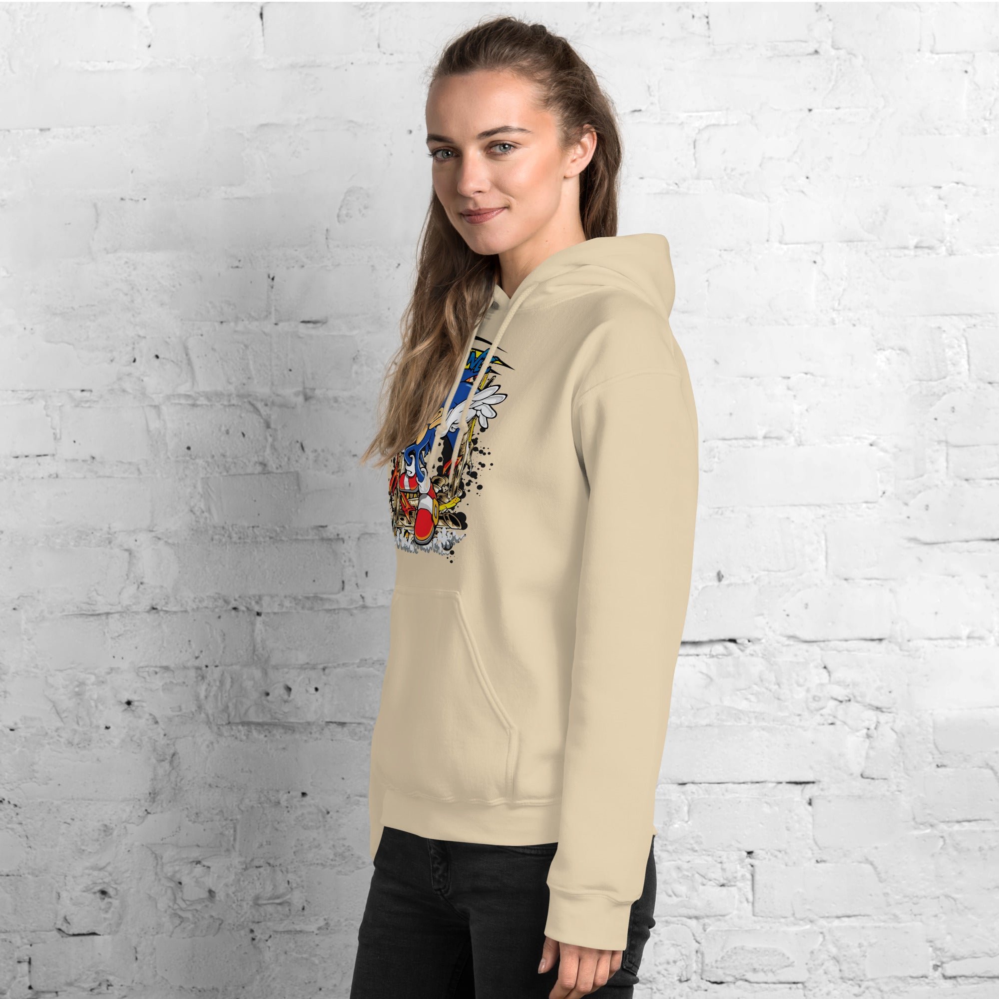 Felpa Stampata Unisex con Cappuccio – Morbida – Design Sonic-Biiply
