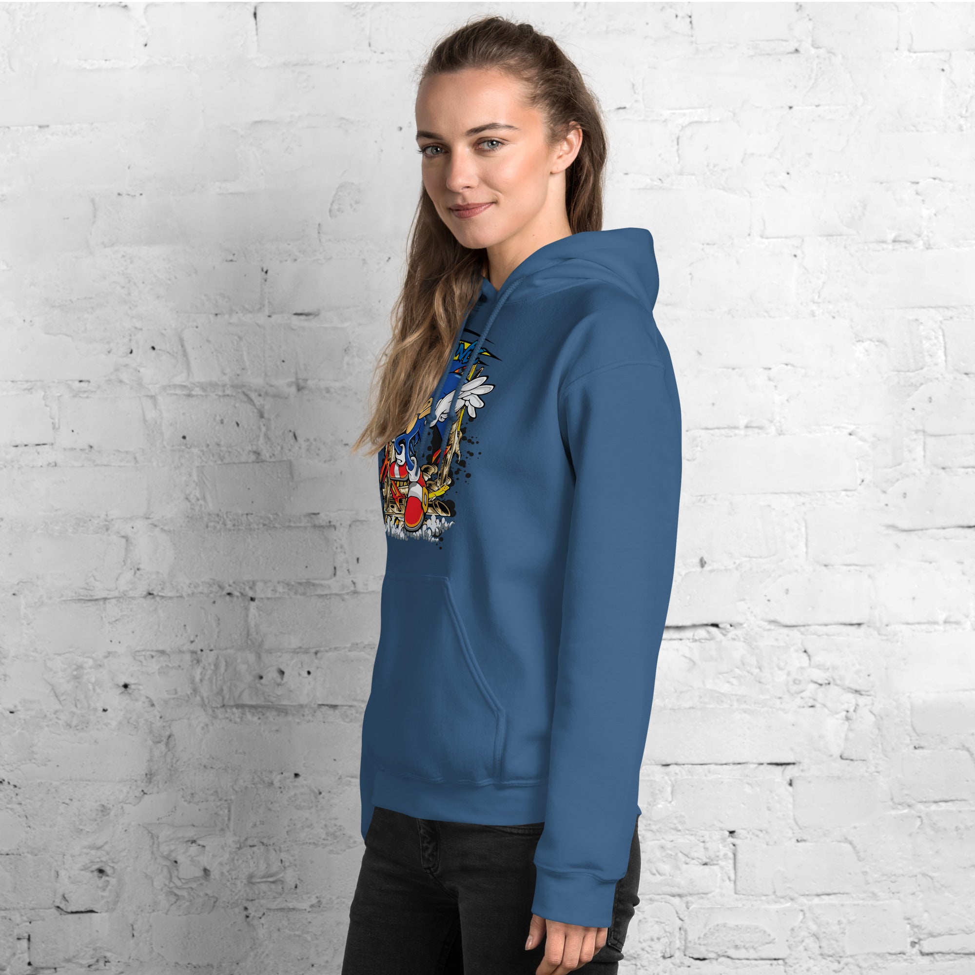 Felpa Stampata Unisex con Cappuccio – Morbida – Design Sonic-Biiply