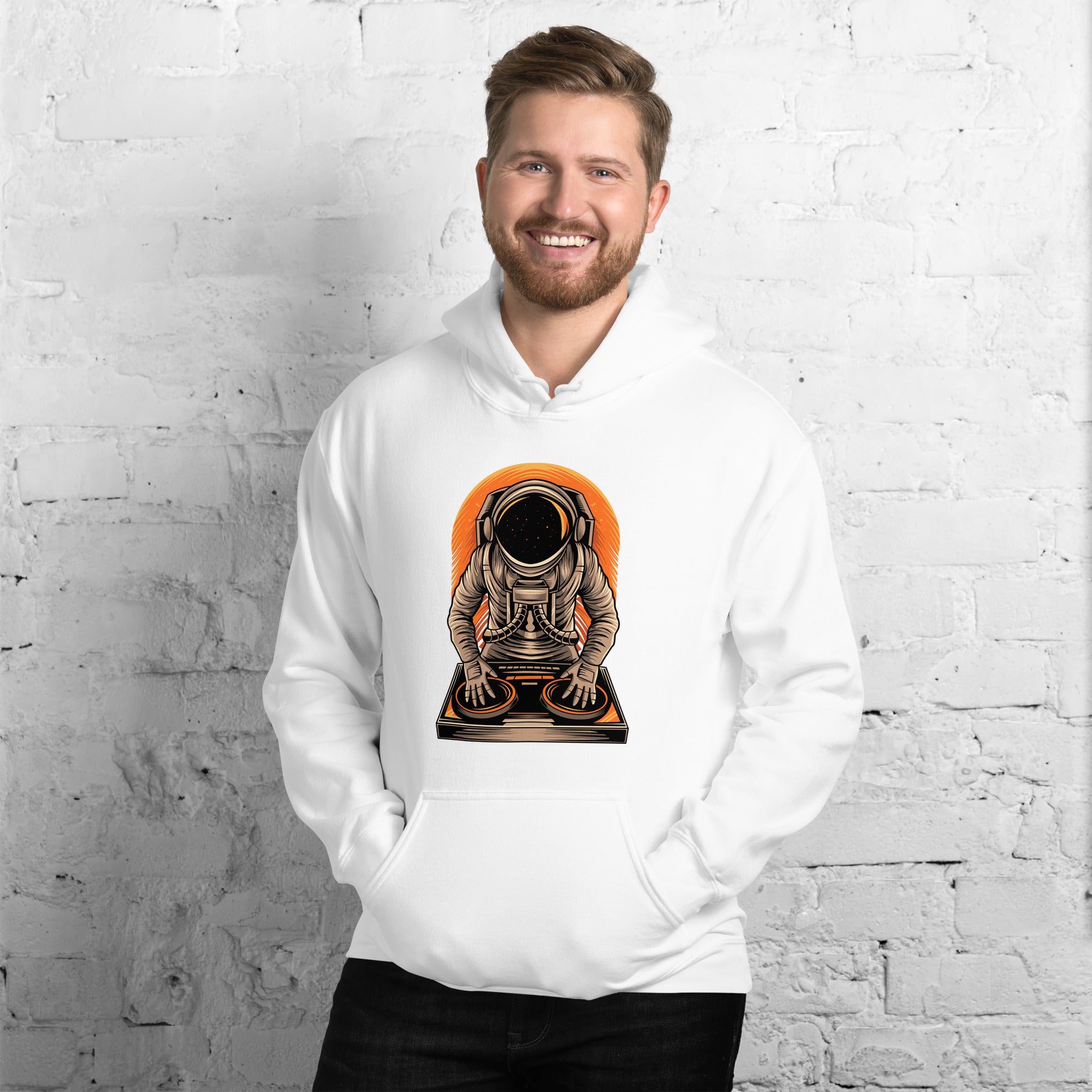 Felpa Stampata Unisex con Cappuccio – Morbida – Design Space Dj-Biiply