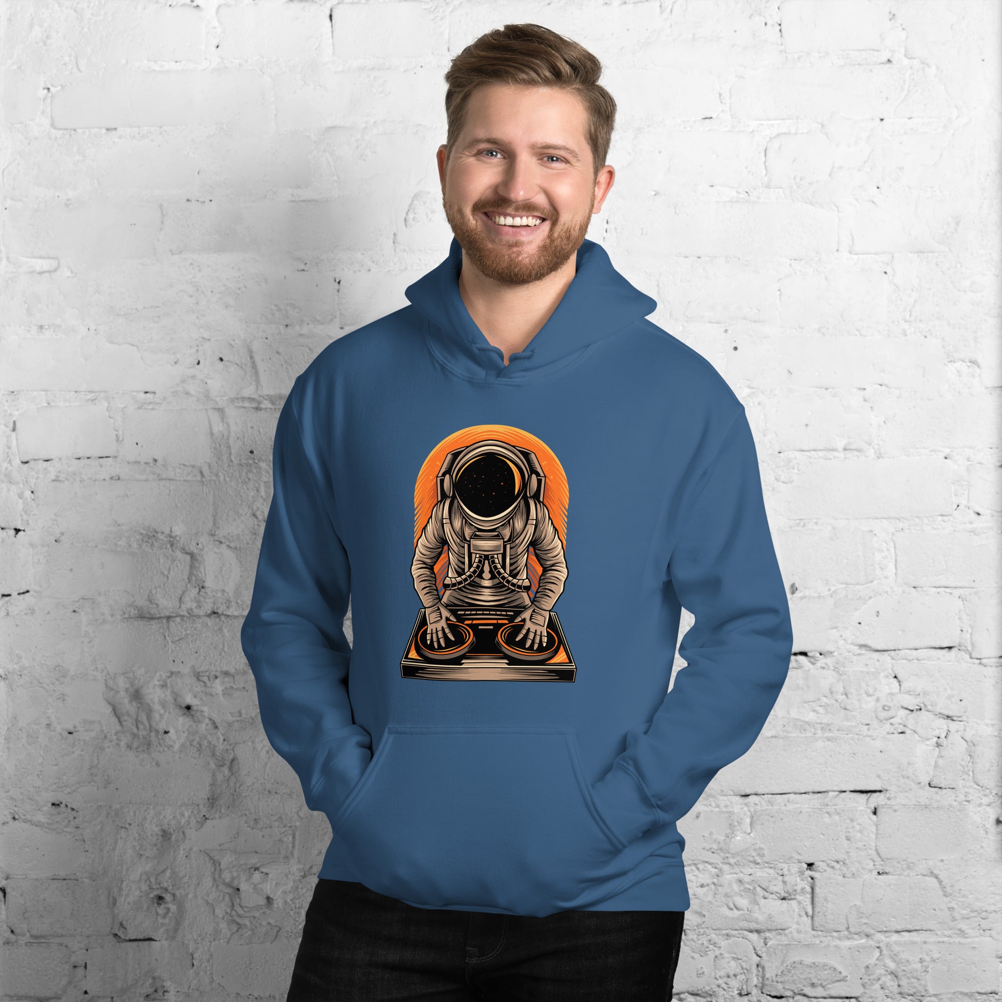 Felpa Stampata Unisex con Cappuccio – Morbida – Design Space Dj-Biiply