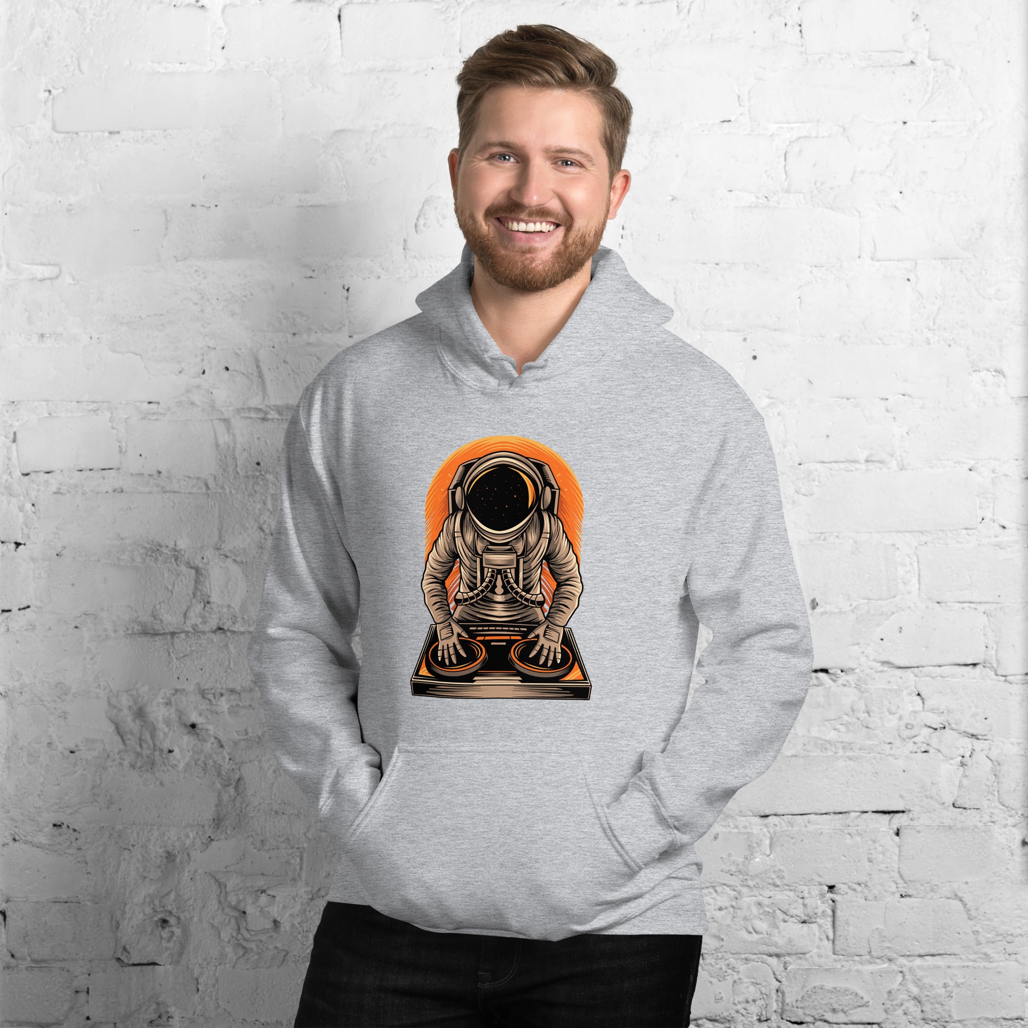 Felpa Stampata Unisex con Cappuccio – Morbida – Design Space Dj-Biiply