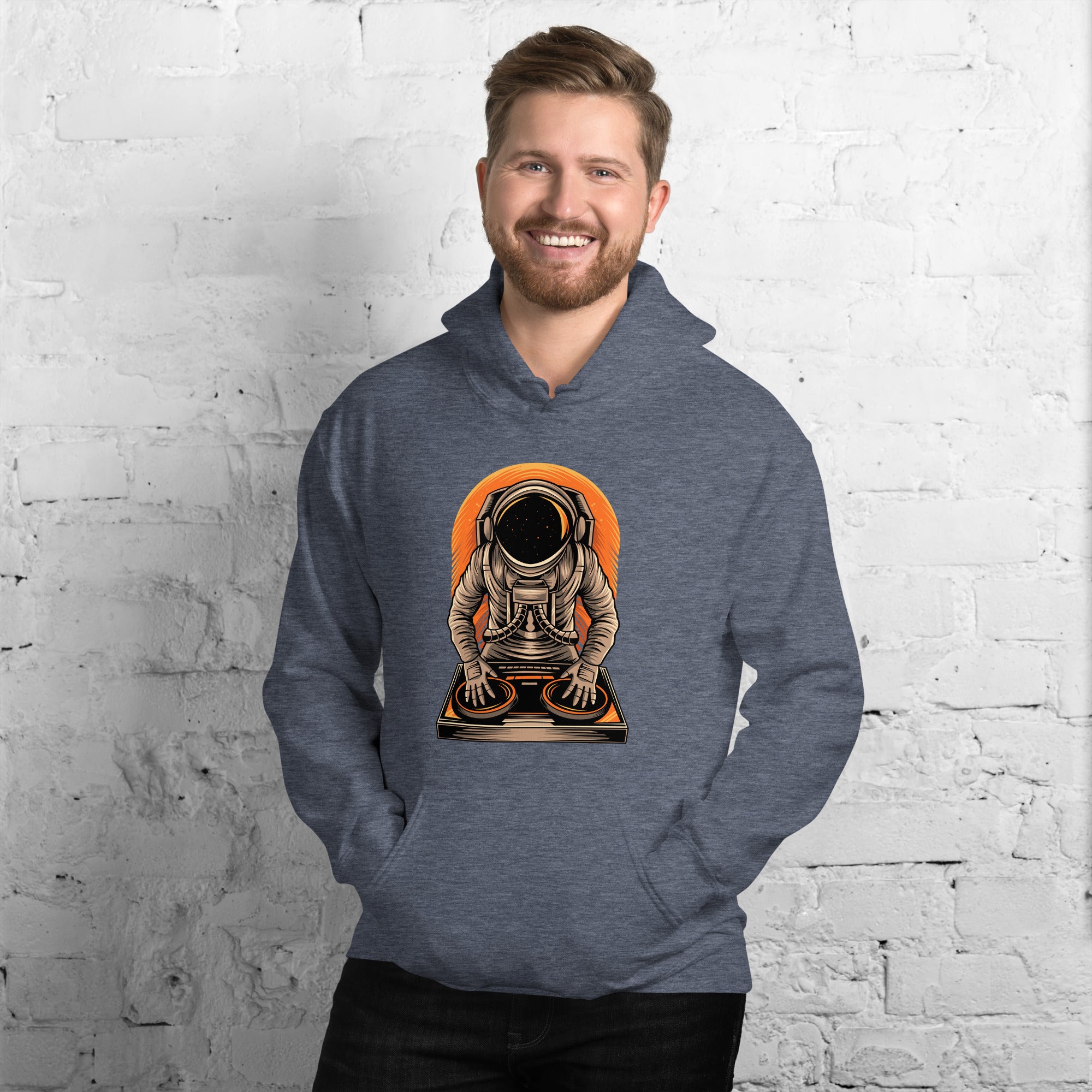 Felpa Stampata Unisex con Cappuccio – Morbida – Design Space Dj-Biiply